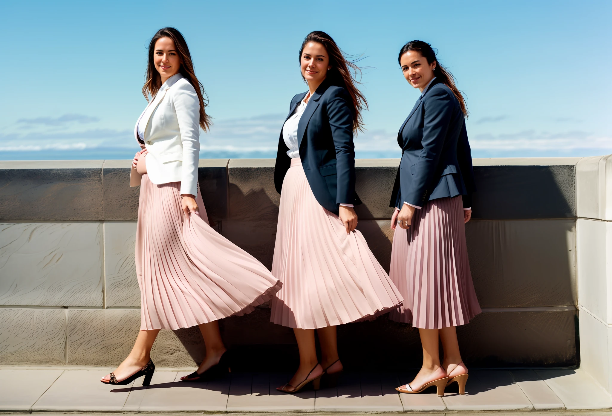 35mm f1.4 Kodak portra 400 photograph, extremely high quality RAW photograph, (a therapist is going to lovingly breastfeed you while wearing a long skirt:1.2), (shy) authentic (kind and tender) lesbian woman wearing a short blazer with a very very detailed (long (fully pleated) full circle skirt) and (simple) low heeled office shoes, very very intricate hyper-detailed symmetric (attractive graceful young feminine face) with (sad, tired) eyes and a (flirty smile:1.3), full of empathy and compassion and love, (pronounced feminine features:1,3), big boobs, large breasts, (highly detailed ultra accurate realistic) hands and fingers, ((windy conditions and wind blowing)), epic composition, highly detailed attributes, highly detailed atmosphere, detailed background, intricate, Exquisite details and textures, highly detailed,