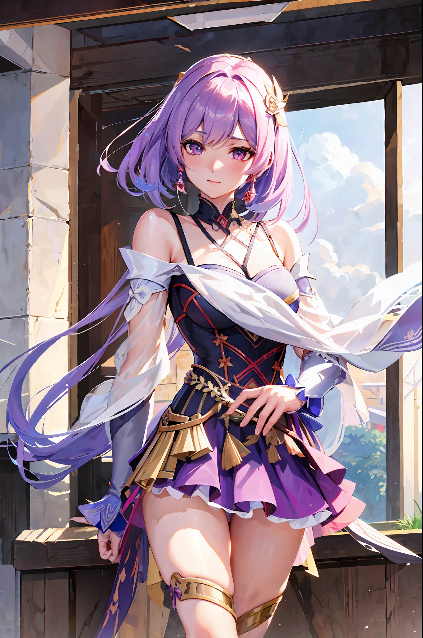 a close up of a woman in a dress with a sword, ayaka genshin impact, ayaka game genshin impact, best anime 4k konachan wallpaper, cute anime waifu in a nice dress, photorealistic anime girl render, keqing from genshin impact, render of a cute 3d anime girl, smooth anime cg art, misato katsuragi