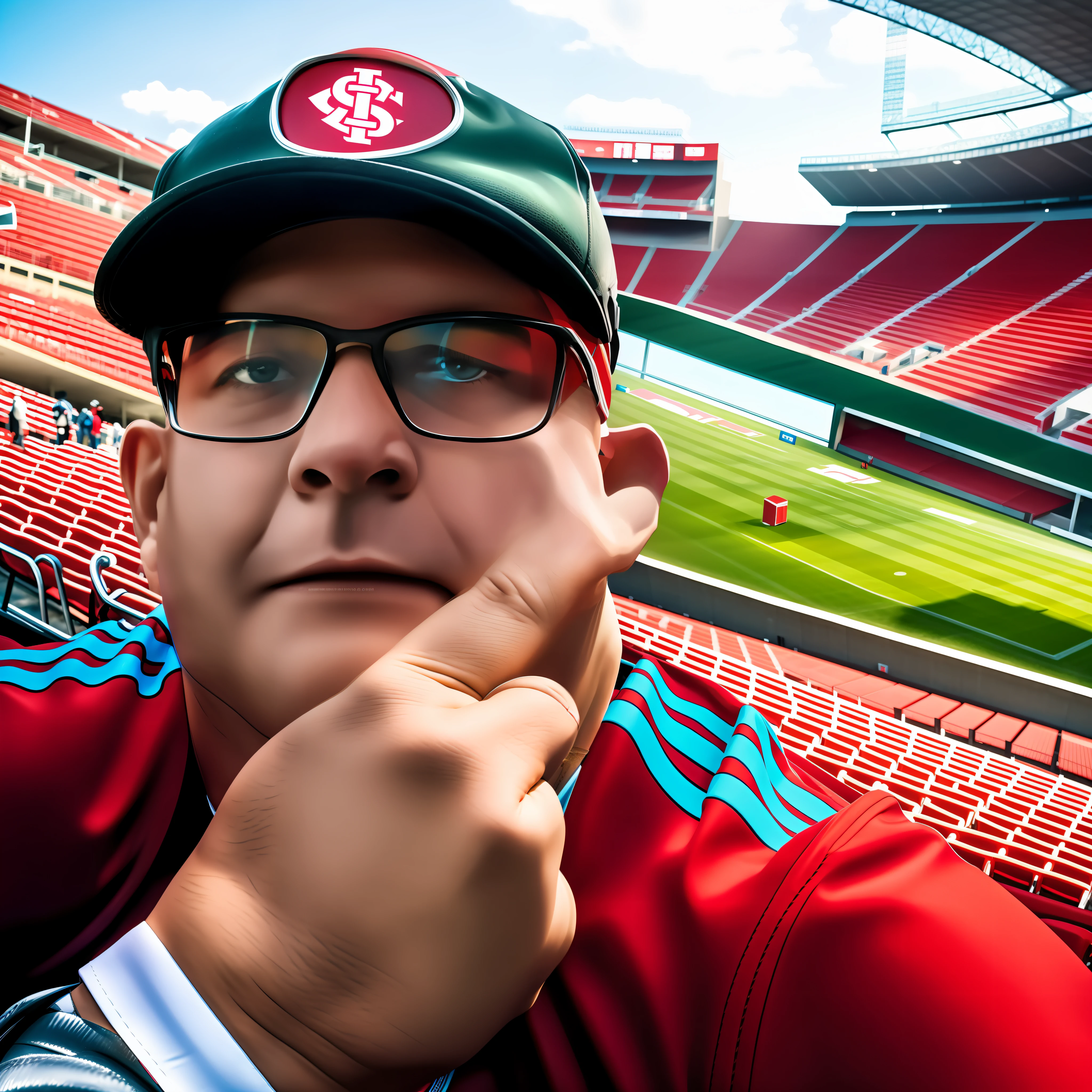 Bleachers, football stadium, red, modern