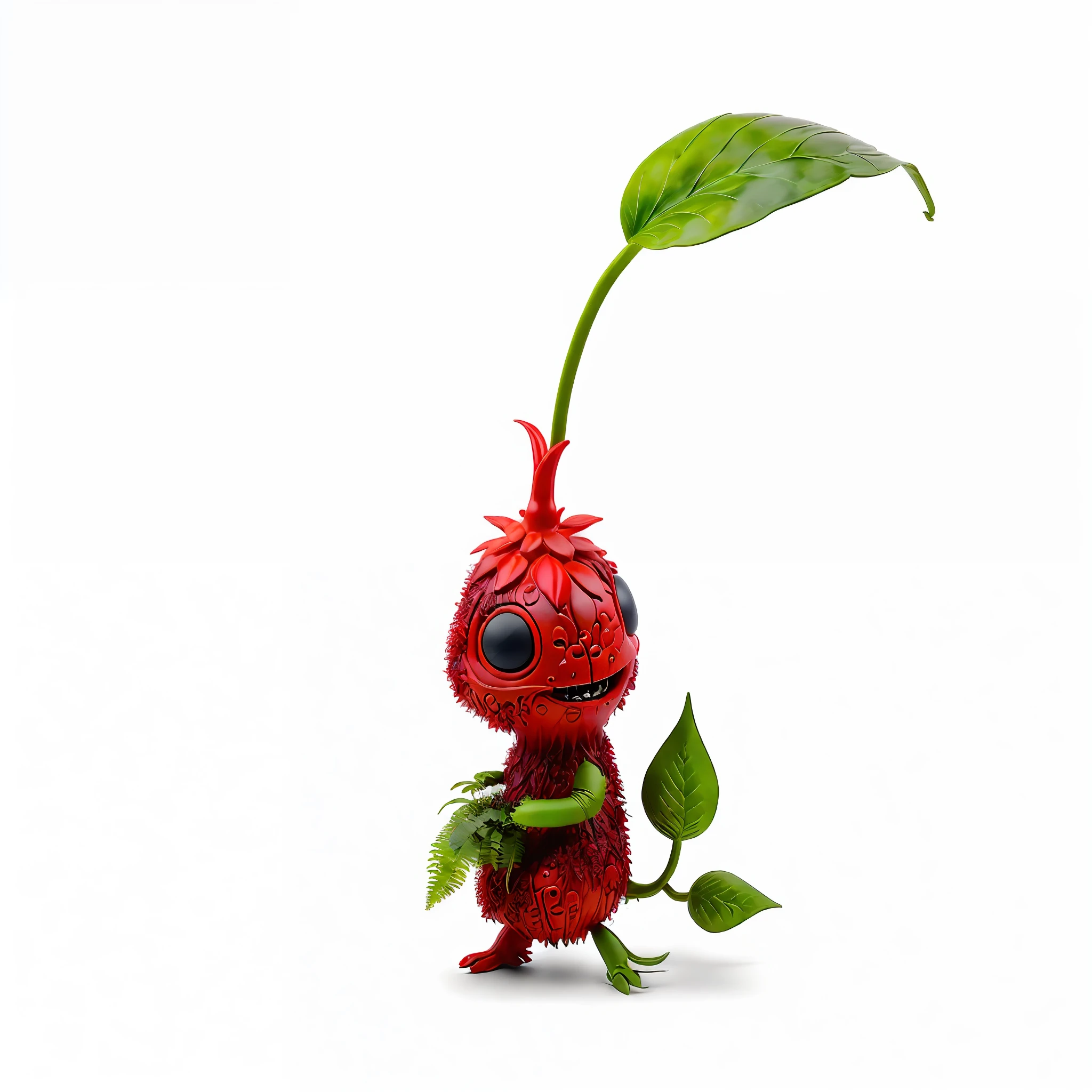 there is a red toy with a leaf on it, depicted as a pixar character, alien plant, a plant monster, anato finnstark. pixar, plant monster, magical garden plant creatures, extra terrestrial plants, plant spirit, grogu, large cornicione, its name is greeny, antilous chao, sprouting, ( ( fantasy plants ) )