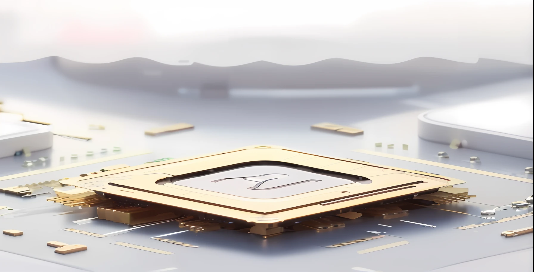 a close up of a computer chip on a computer motherboard, endless collaboration with ai, neuromorphic chip, a cpu with human brains, 8k computer render, ai startup, with ai theme, computer chips, the ai, artificial intelligence, strong artificial intelligence, the coming ai singularity, nvidia ai, microchips, a computer rendering