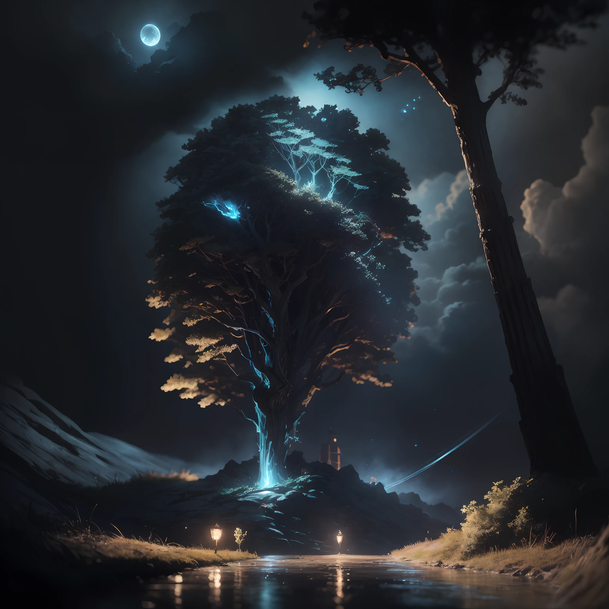 Masterpiece, best quality, (very detailed CG unity 8k wallpaper), (best quality), (best illustration), (best shadows), glow sprite, with a glowing deer, in the swimming pool Drinking water, natural elements in the forest theme. Mysterious forest, beautiful forest, nature, surrounded by flowers, delicate leaves and branches surrounded by fireflies (natural elements), (jungle theme), (leaves), (twigs), (fireflies), (particle effects) etc. 3D , Octane rendering, ray tracing, super detailedSky, Clouds, holding_weapon, no_humans, Glow, giant mechanical _ trees , city with tall trees _Architecture, “sky, cloud, glowing, big trees ,comunity,joy, ghost elephants, robot, cybernetic _trees, tree_mech, sci-fi, cityscape, realistic, mechanical” Science Fiction, Cities, Rendered in Octane, hyper realistic, 8k, epic composition, cinematic, octane render, artstation landscape vista photography by Carr Clifton & Galen Rowell, 16K resolution, Landscape veduta photo by Dustin Lefevre & tdraw, 8k resolution, detailed landscape painting by Ivan Shishkin, DeviantArt, Flickr, rendered in Enscape, Miyazaki, Nausicaa Ghibli, Breath of The Wild,,trending in artstation, cgsociety, 8k post-processing highly detailed,Junji Murakami, Mucha Klimt, Sharandula, Hiroshi Yoshida, Tom Bagshaw, Ross Tran, Artgerm,Craig Mullins,dramatic,Junji Murakami, moody lighting rendered by octane engine,characters 8K symmetrical arstation, cape,cinematic lighting, intricate details, 8k detail post processing, hyperealistic, octane rend, Zdzisław Beksiński style, ar 2:3 Reality Reality –auto –v6 –s2Finetuned Model Leon --auto --s2