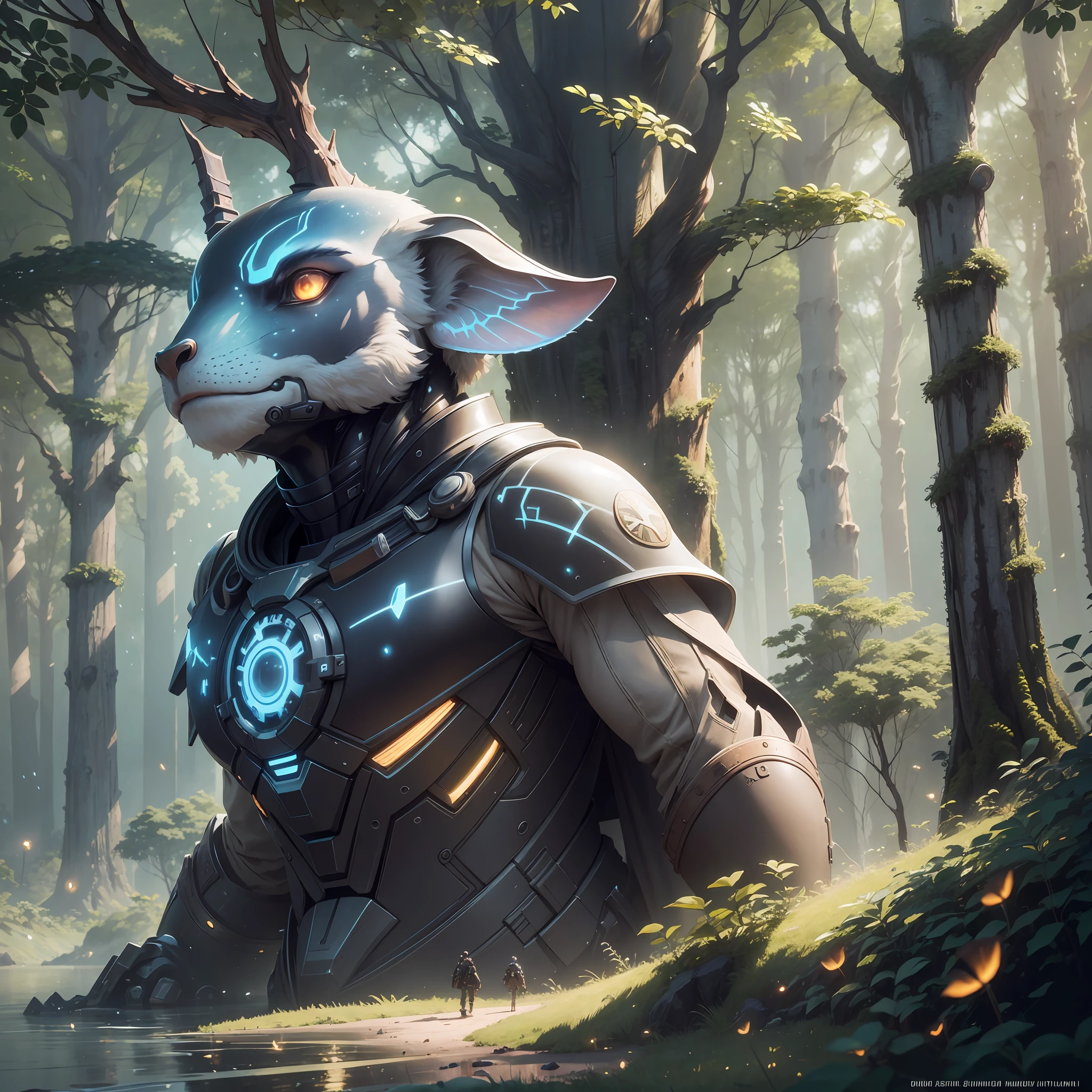 Masterpiece, best quality, (very detailed CG unity 8k wallpaper), (best quality), (best illustration), (best shadows), glow sprite, with a glowing deer, in the swimming pool Drinking water, natural elements in the forest theme. Mysterious forest, beautiful forest, nature, surrounded by flowers, delicate leaves and branches surrounded by fireflies (natural elements), (jungle theme), (leaves), (twigs), (fireflies), (particle effects) etc. 3D , Octane rendering, ray tracing, super detailedSky, Clouds, holding_weapon, no_humans, Glow, giant mechanical _ trees , city with tall trees _Architecture, “sky, cloud, glowing, big trees ,comunity,joy, ghost elephants, robot, cybernetic _trees, tree_mech, sci-fi, cityscape, realistic, mechanical” Science Fiction, Cities, Rendered in Octane, hyper realistic, 8k, epic composition, cinematic, octane render, artstation landscape vista photography by Carr Clifton & Galen Rowell, 16K resolution, Landscape veduta photo by Dustin Lefevre & tdraw, 8k resolution, detailed landscape painting by Ivan Shishkin, DeviantArt, Flickr, rendered in Enscape, Miyazaki, Nausicaa Ghibli, Breath of The Wild,,trending in artstation, cgsociety, 8k post-processing highly detailed,Junji Murakami, Mucha Klimt, Sharandula, Hiroshi Yoshida, Tom Bagshaw, Ross Tran, Artgerm,Craig Mullins,dramatic,Junji Murakami, moody lighting rendered by octane engine,characters 8K symmetrical arstation, cape,cinematic lighting, intricate details, 8k detail post processing, hyperealistic, octane rend, Zdzisław Beksiński style, ar 2:3 Reality Reality –auto –v6 –s2Finetuned Model Leon --auto --s2