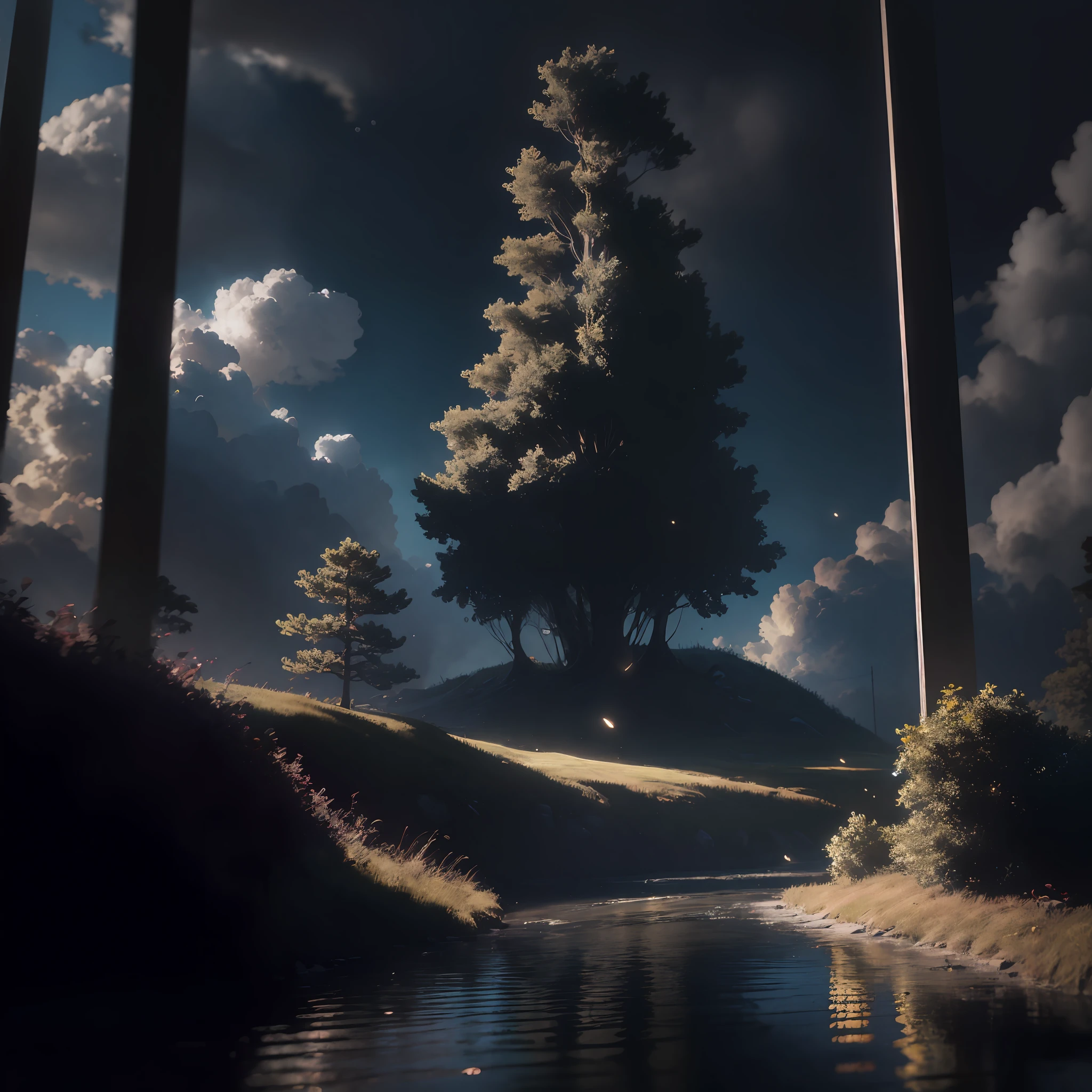 Masterpiece, best quality, (very detailed CG unity 8k wallpaper), (best quality), (best illustration), (best shadows), glow sprite, with a glowing deer, in the swimming pool Drinking water, natural elements in the forest theme. Mysterious forest, beautiful forest, nature, surrounded by flowers, delicate leaves and branches surrounded by fireflies (natural elements), (jungle theme), (leaves), (twigs), (fireflies), (particle effects) etc. 3D , Octane rendering, ray tracing, super detailedSky, Clouds, holding_weapon, no_humans, Glow, giant mechanical _ trees , city with tall trees _Architecture, “sky, cloud, glowing, big trees ,comunity,joy, ghost elephants, robot, cybernetic _trees, tree_mech, sci-fi, cityscape, realistic, mechanical” Science Fiction, Cities, Rendered in Octane, hyper realistic, 8k, epic composition, cinematic, octane render, artstation landscape vista photography by Carr Clifton & Galen Rowell, 16K resolution, Landscape veduta photo by Dustin Lefevre & tdraw, 8k resolution, detailed landscape painting by Ivan Shishkin, DeviantArt, Flickr, rendered in Enscape, Miyazaki, Nausicaa Ghibli, Breath of The Wild,,trending in artstation, cgsociety, 8k post-processing highly detailed,Junji Murakami, Mucha Klimt, Sharandula, Hiroshi Yoshida, Tom Bagshaw, Ross Tran, Artgerm,Craig Mullins,dramatic,Junji Murakami, moody lighting rendered by octane engine,characters 8K symmetrical arstation, cape,cinematic lighting, intricate details, 8k detail post processing, hyperealistic, octane rend, Zdzisław Beksiński style, ar 2:3 Reality Reality –auto –v6 –s2Finetuned Model Leon --auto --s2