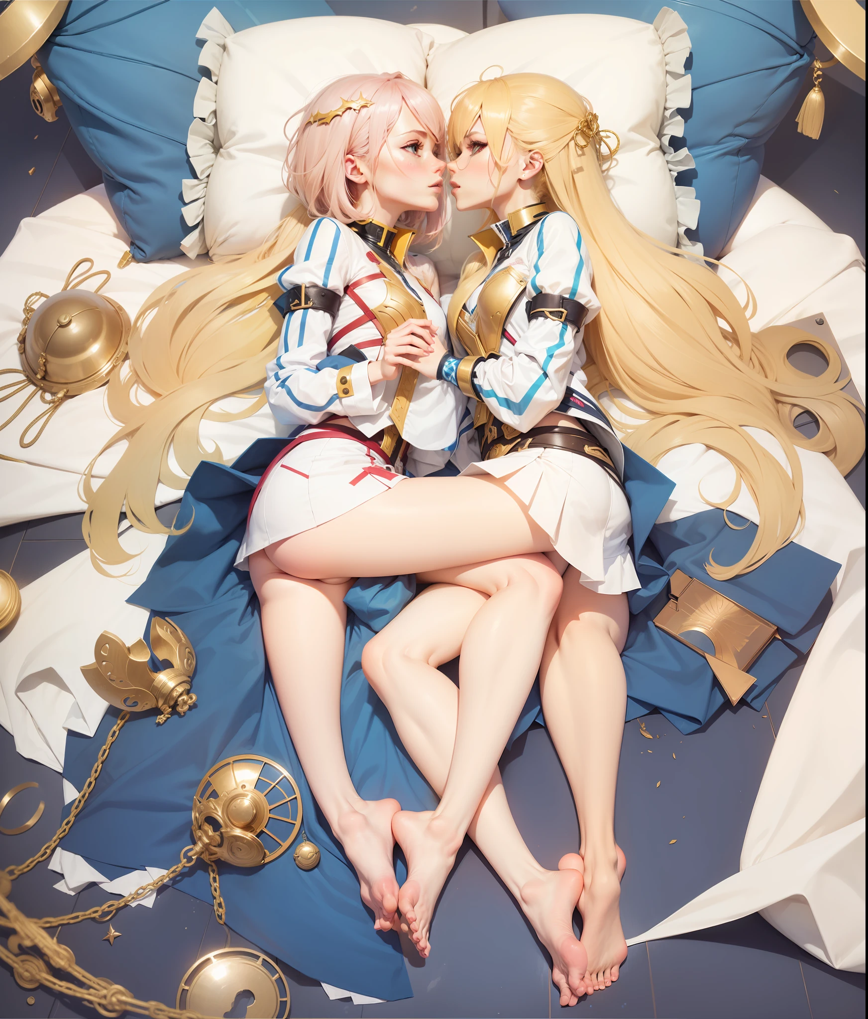 Entwining legs with the same character lesbian