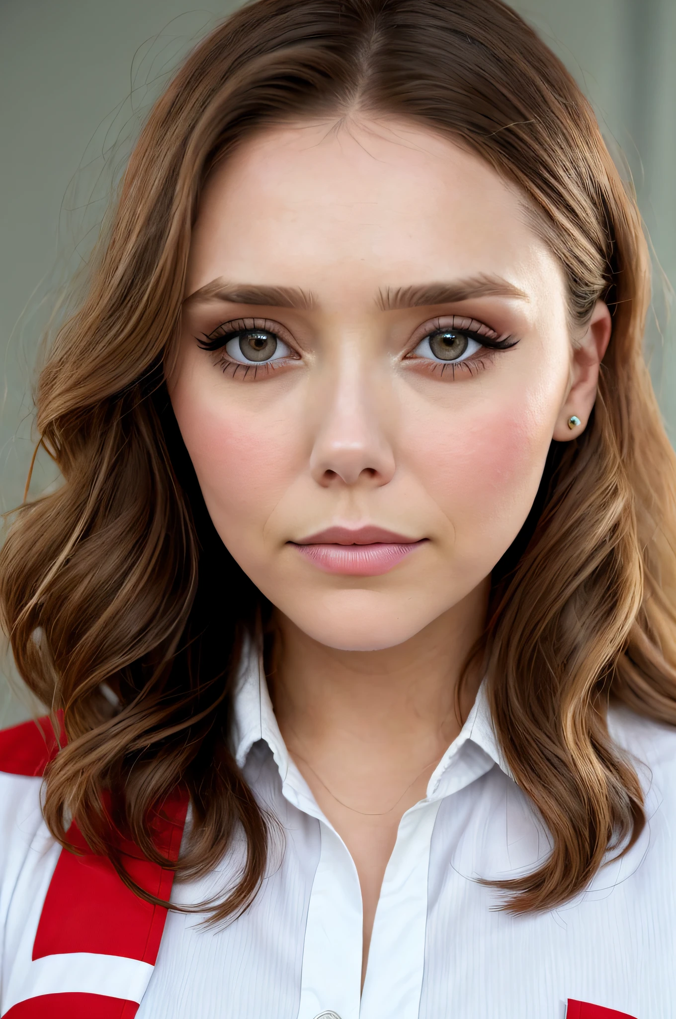 Elizabeth Olsen dressed as a nurse, thirty years old woman, (detailed features::1.2)), ((very detailed eyes)), real life. Elizabeth Olsen