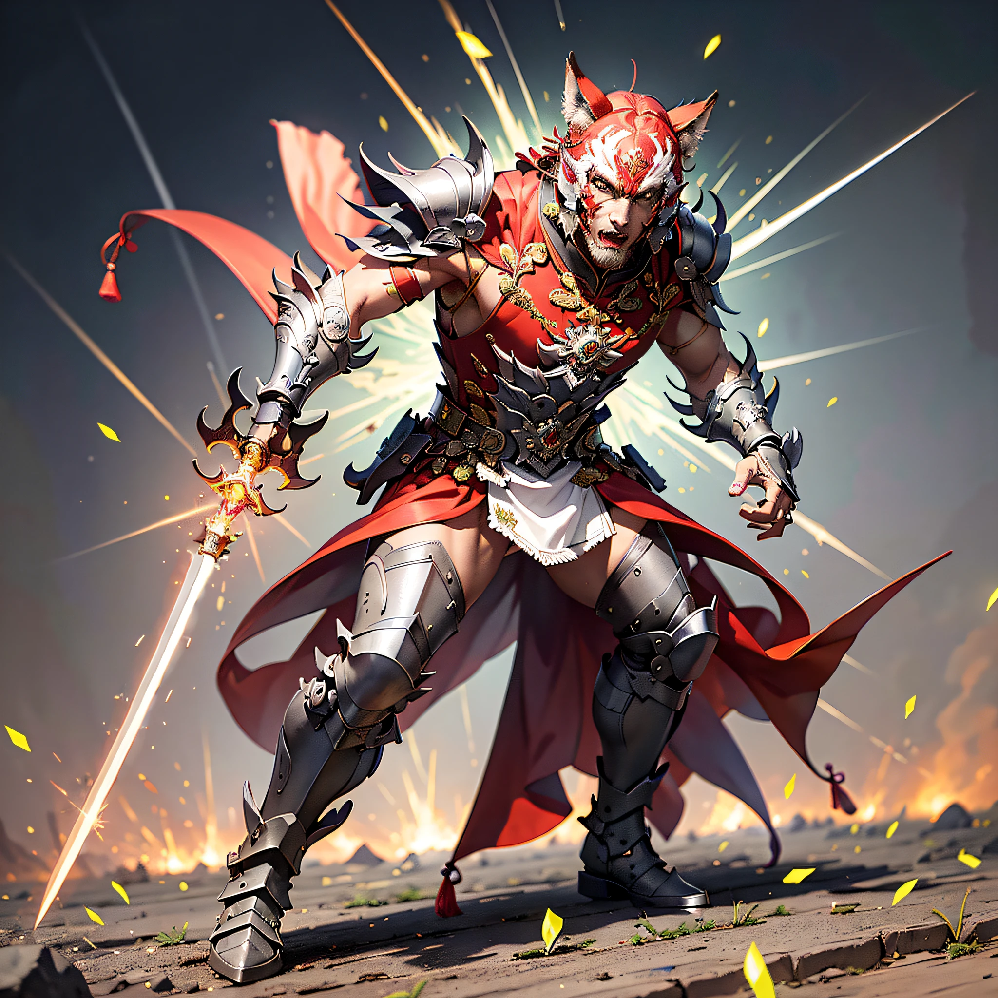 Gorgeous swords, radiating red light, turquoise, precious stones