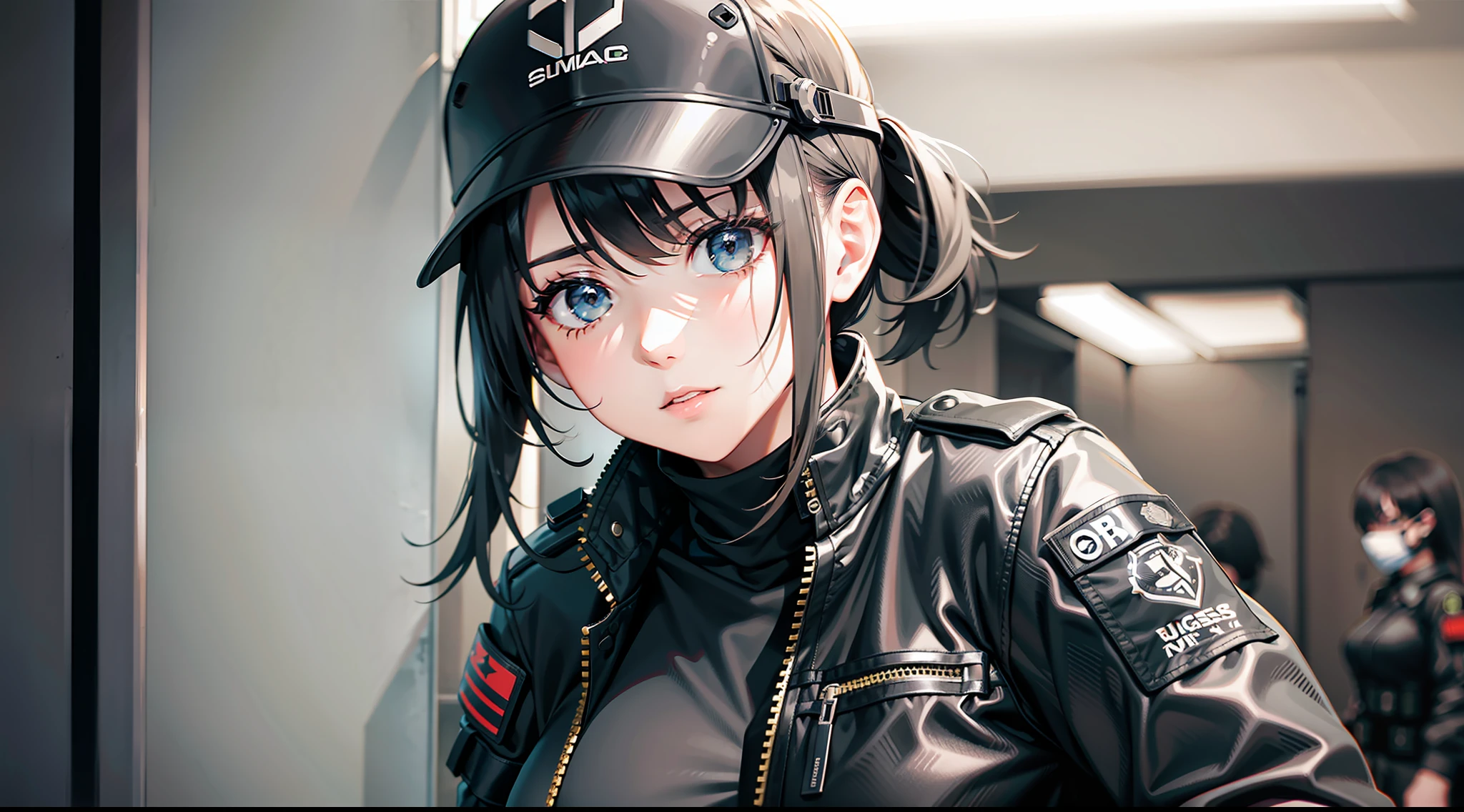 black clothes, PMC, CQB, CQC, hand gun, battle girls, in the building, sneak attack