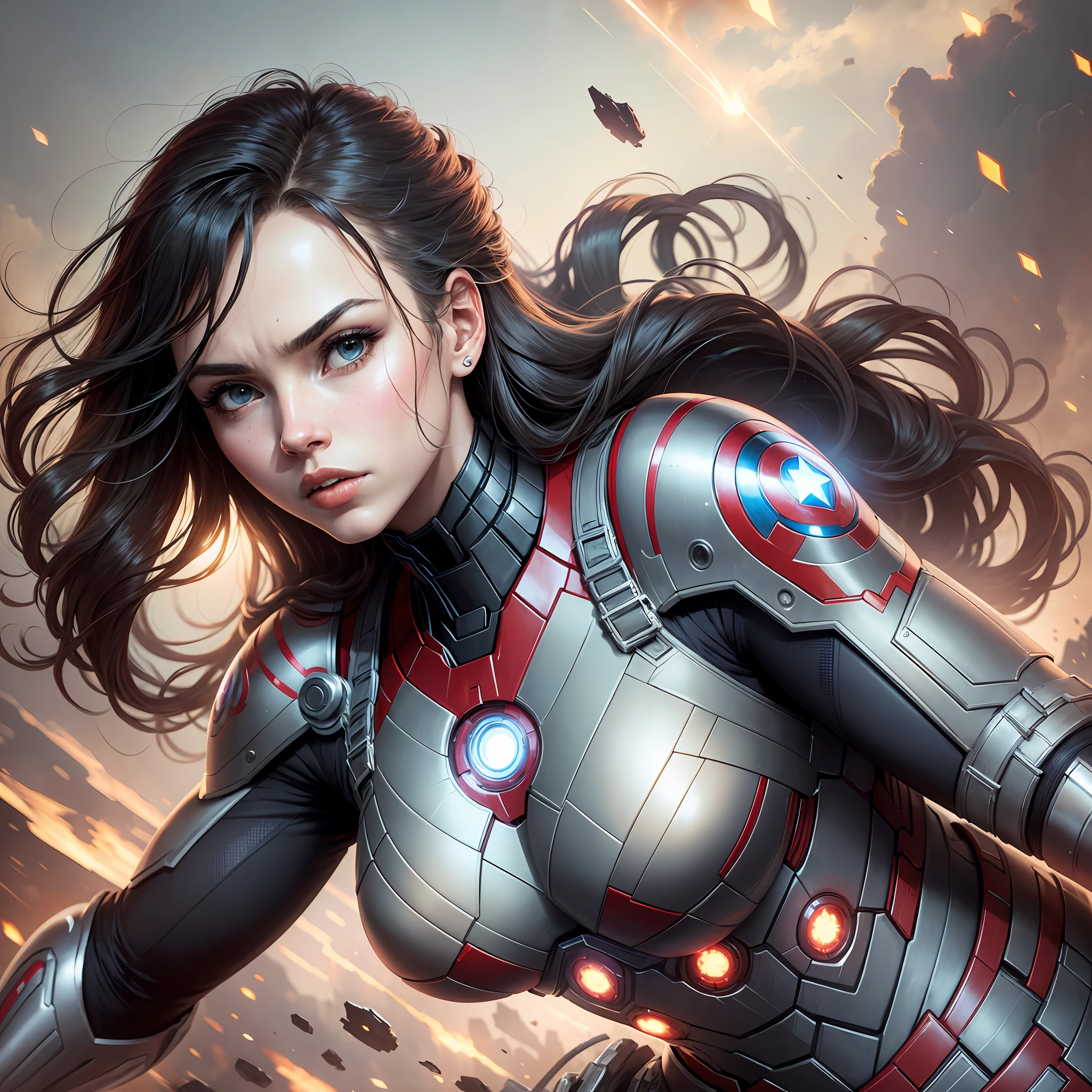 Masterpiece, Best Quality, Best Quality, Avengers, Johansson, Iron Woman Suit, Face, Black Mech Suit, Slender --auto --s2