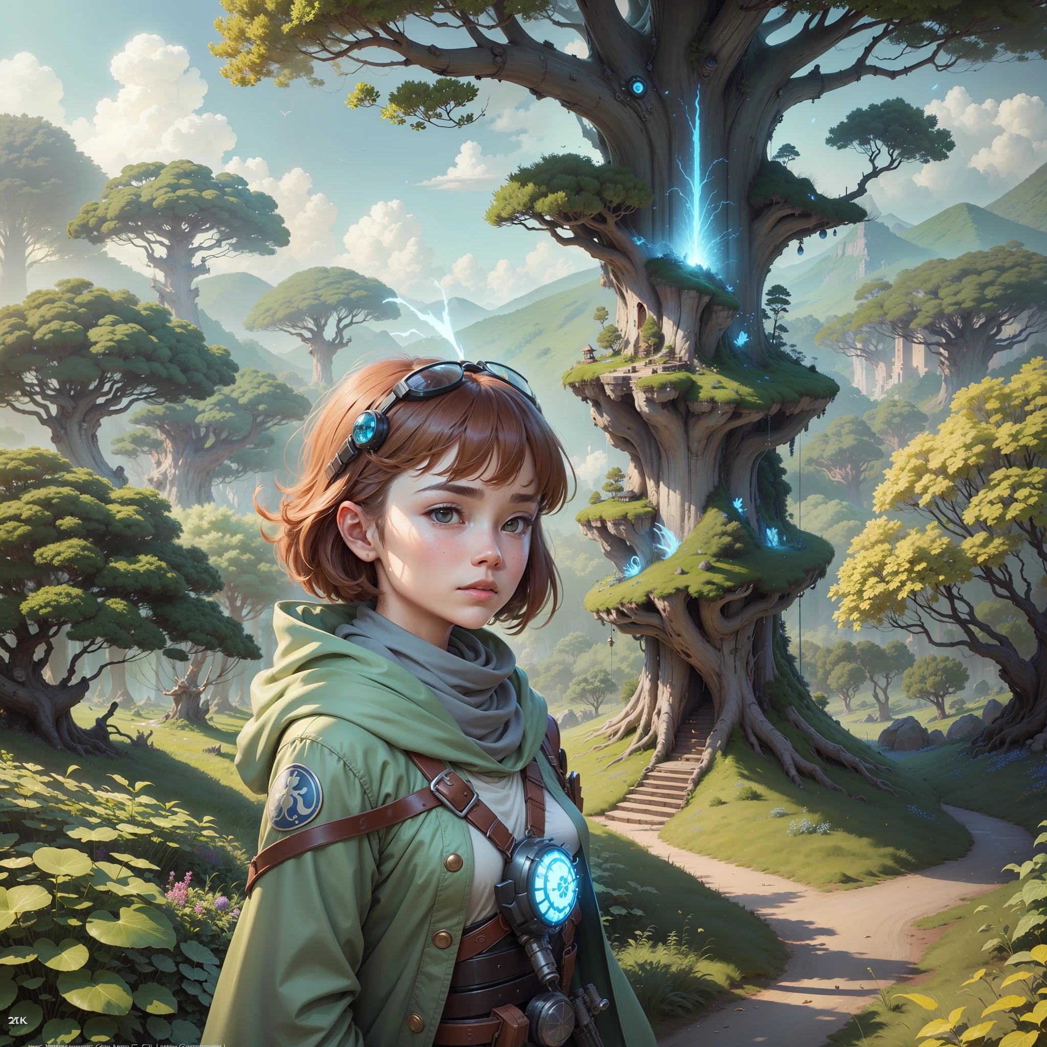 Masterpiece, best quality, (very detailed CG unity 8k wallpaper), (best quality), (best illustration), (best shadows), glow sprite, with cyborgs, natural elements in the forest theme. Mysterious forest, beautiful forest, nature, surrounded by flowers, delicate leaves and branches surrounded by fireflies (natural elements), (jungle theme), (leaves), (twigs), (particle effects) etc. 3D , Octane rendering, ray tracing, super Detailed Sky, Clouds, holding_weapon, no_humans, Glow, giant mechanical _ trees , city with tall trees _Architecture, “sky, cloud, glowing, big trees ,cybernetic landscape, robot, cybernetic _trees, tree_mech, sci-fi, cityscape, realistic, mechanical” Science Fiction, Cities, Rendered in Octane, hyper realistic, 8k, epic composition, cinematic, octane render, artstation landscape vista photography by Carr Clifton & Galen Rowell, 16K resolution, Landscape veduta photo by Dustin Lefevre & tdraw, 8k resolution, detailed landscape painting by Ivan Shishkin, DeviantArt, Flickr, rendered in Enscape, Miyazaki, Nausicaa Ghibli, Breath of The Wild,,trending in artstation, cgsociety, 8k post-processing highly detailed,Junji Murakami, Mucha Klimt, Sharandula, Hiroshi Yoshida, Tom Bagshaw, Ross Tran, Artgerm,Craig Mullins,dramatic,Junji Murakami, --auto --s2