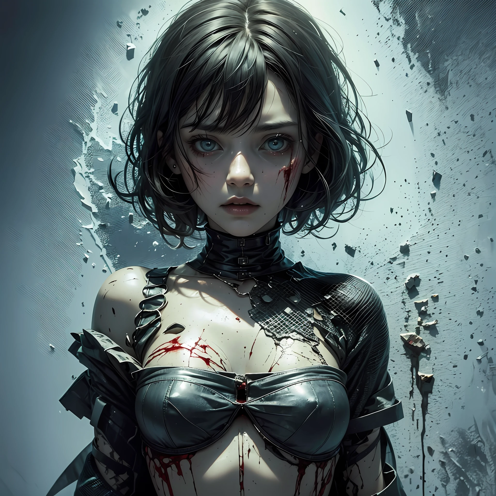 Top quality, best quality, masterpiece, 8k, real image, real photo, real photo, dark, dark, fear, horror, dark doll, whole body, ripping out one's own heart, dirty with blood. --auto --s2