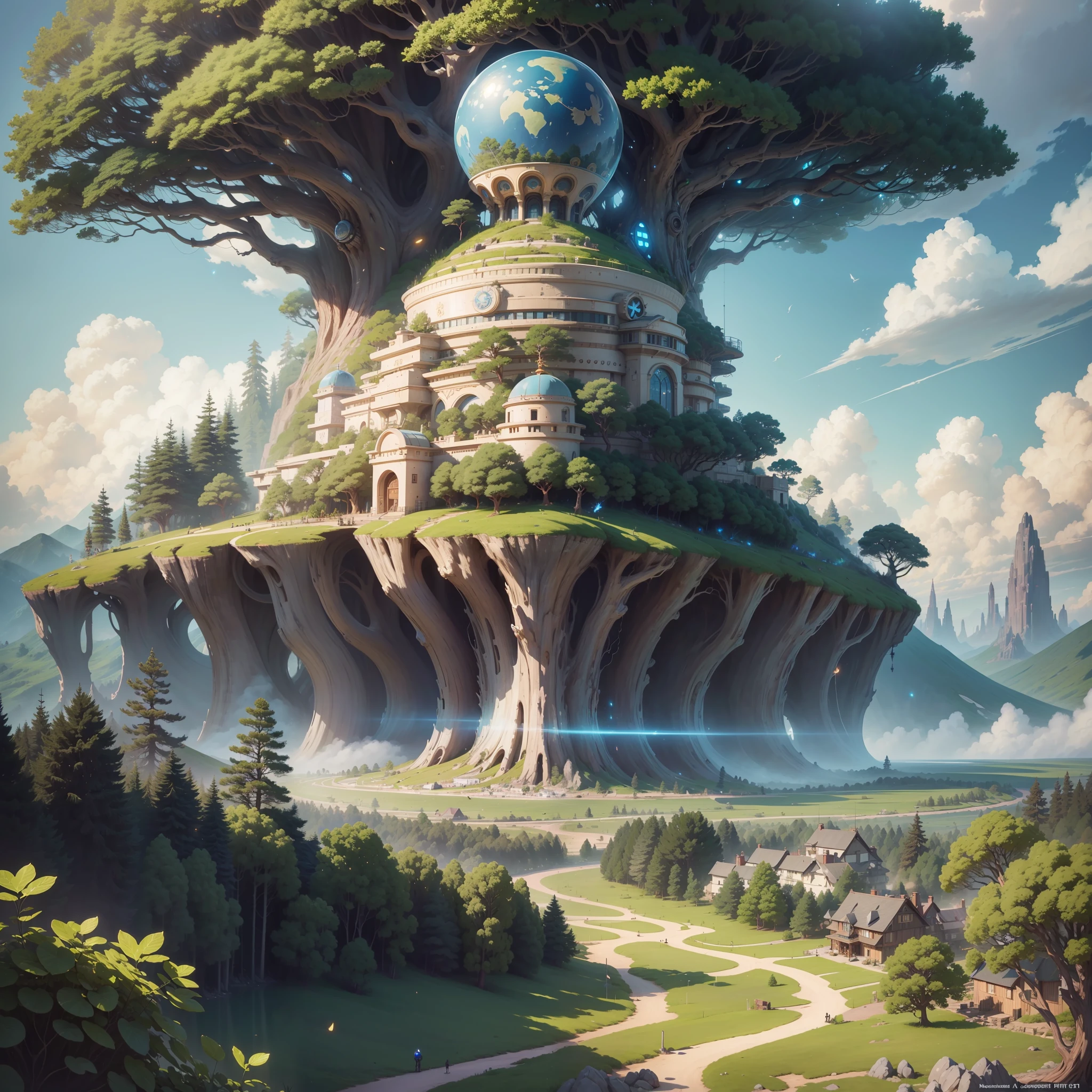 Masterpiece, best quality, (very detailed CG unity 8k wallpaper), (best quality), (best illustration), (best shadows), glow sprite, with cyborgs, natural elements in the forest theme. Mysterious forest, beautiful forest, nature, surrounded by flowers, delicate leaves and branches surrounded by fireflies (natural elements), (jungle theme), (leaves), (twigs), (particle effects) etc. 3D , Octane rendering, ray tracing, super Detailed Sky, Clouds, holding_weapon, no_humans, Glow, giant mechanical _ trees , city with tall trees _Architecture, “sky, cloud, glowing, big trees ,cybernetic landscape, robot, cybernetic _trees, tree_mech, sci-fi, cityscape, realistic, mechanical” Science Fiction, Cities, Rendered in Octane, hyper realistic, 8k, epic composition, cinematic, octane render, artstation landscape vista photography by Carr Clifton & Galen Rowell, 16K resolution, Landscape veduta photo by Dustin Lefevre & tdraw, 8k resolution, detailed landscape painting by Ivan Shishkin, DeviantArt, Flickr, rendered in Enscape, Miyazaki, Nausicaa Ghibli, Breath of The Wild,,trending in artstation, cgsociety, 8k post-processing highly detailed,Junji Murakami, Mucha Klimt, Sharandula, Hiroshi Yoshida, Tom Bagshaw, Ross Tran, Artgerm,Craig Mullins,dramatic,Junji Murakami, --auto --s2