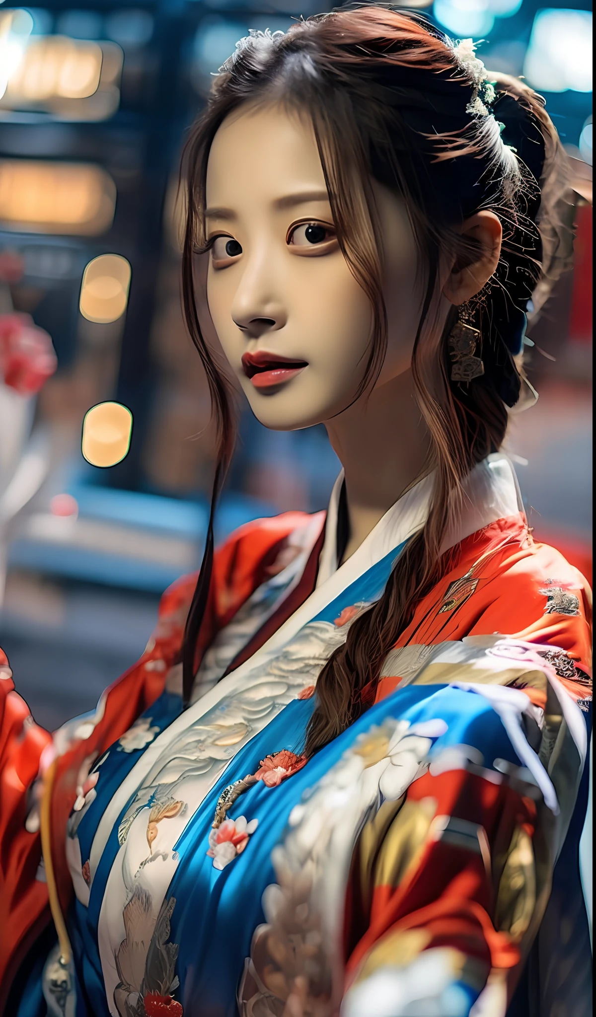 best quality, masterpiece, highres, wuxia 1girl, china dress, super Beautiful face, super beautiful eye, super beautiful hair