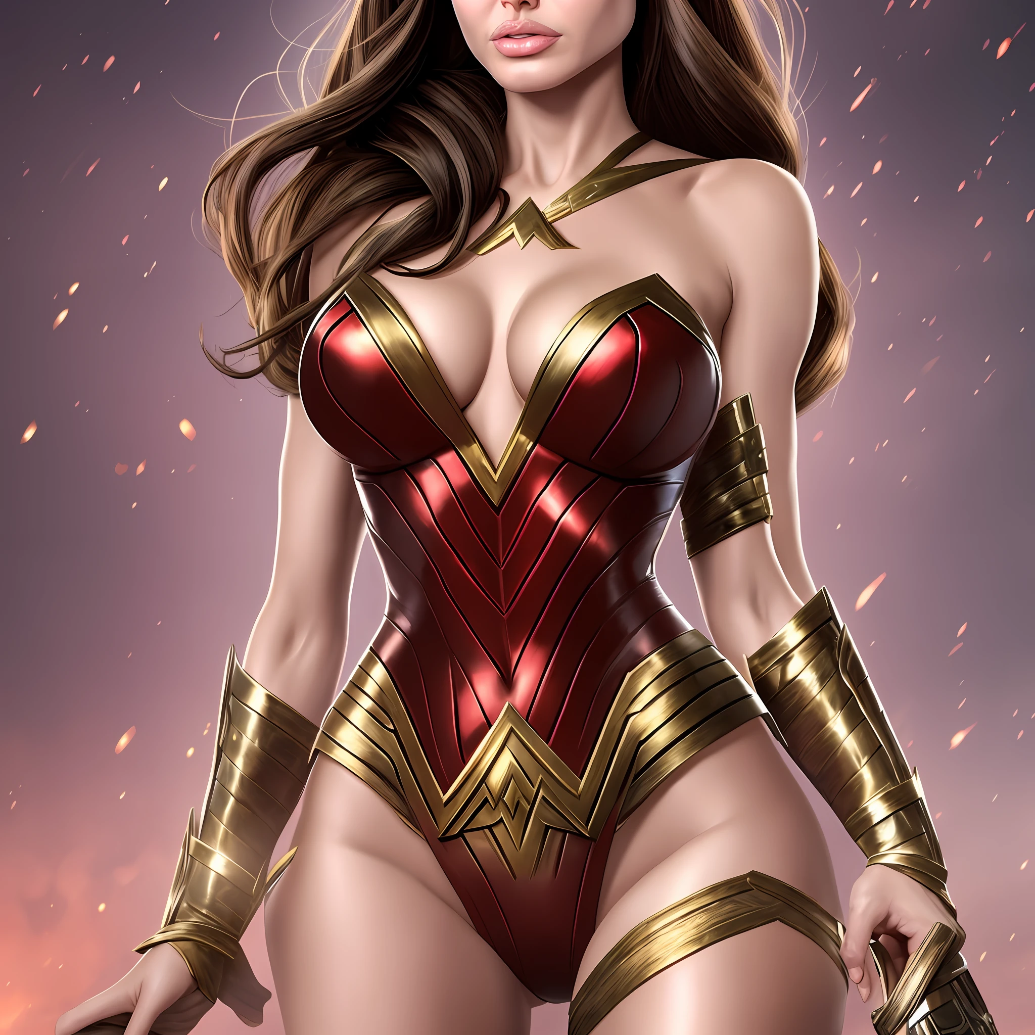 Angelina Jolie as Wonder Woman, Busty, Face Highly Detailed, Correct Anatomy, Angelina Jolie face, Ultra Realistic, No Uncanny Valley --auto --s2