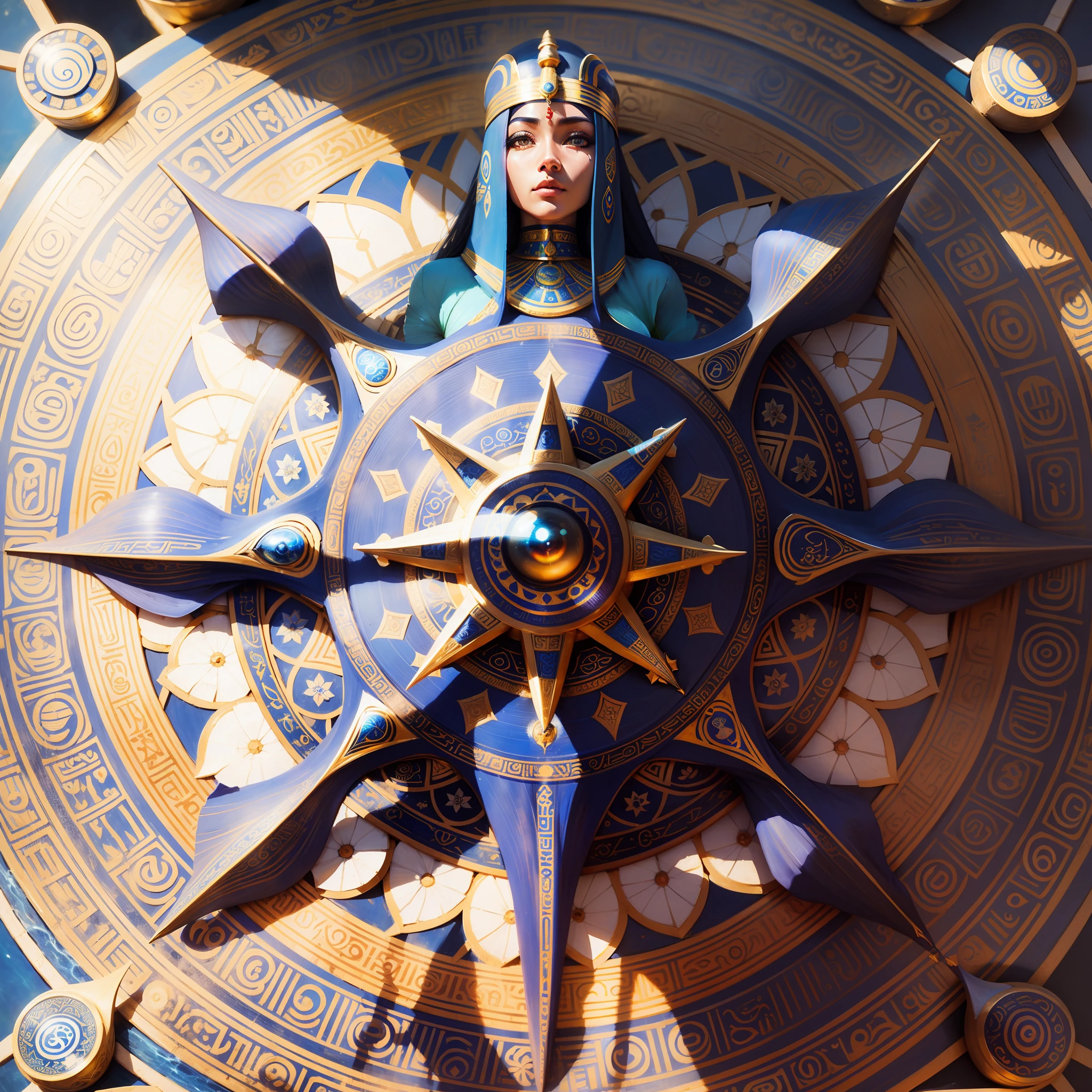 A blue lotus from Egypt with the eye of Horus at its center --auto --s2