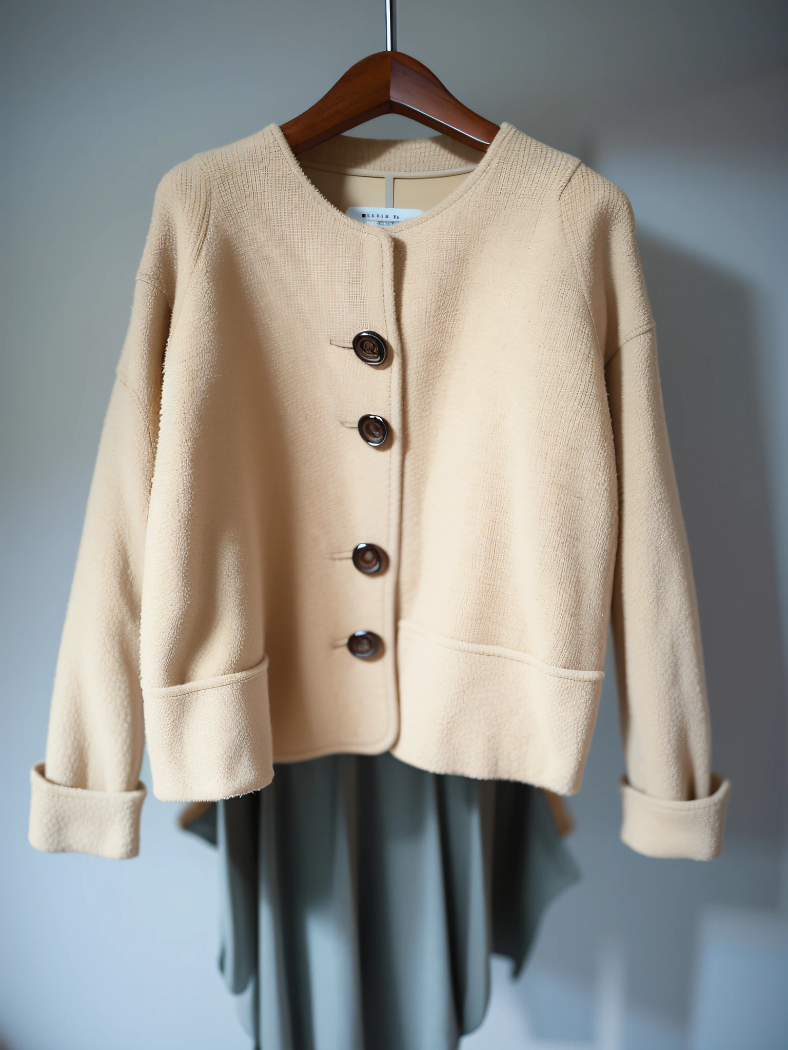 Short coat beige, delicate simple and delicate structure, feminine, extremely high-quality --auto --s2