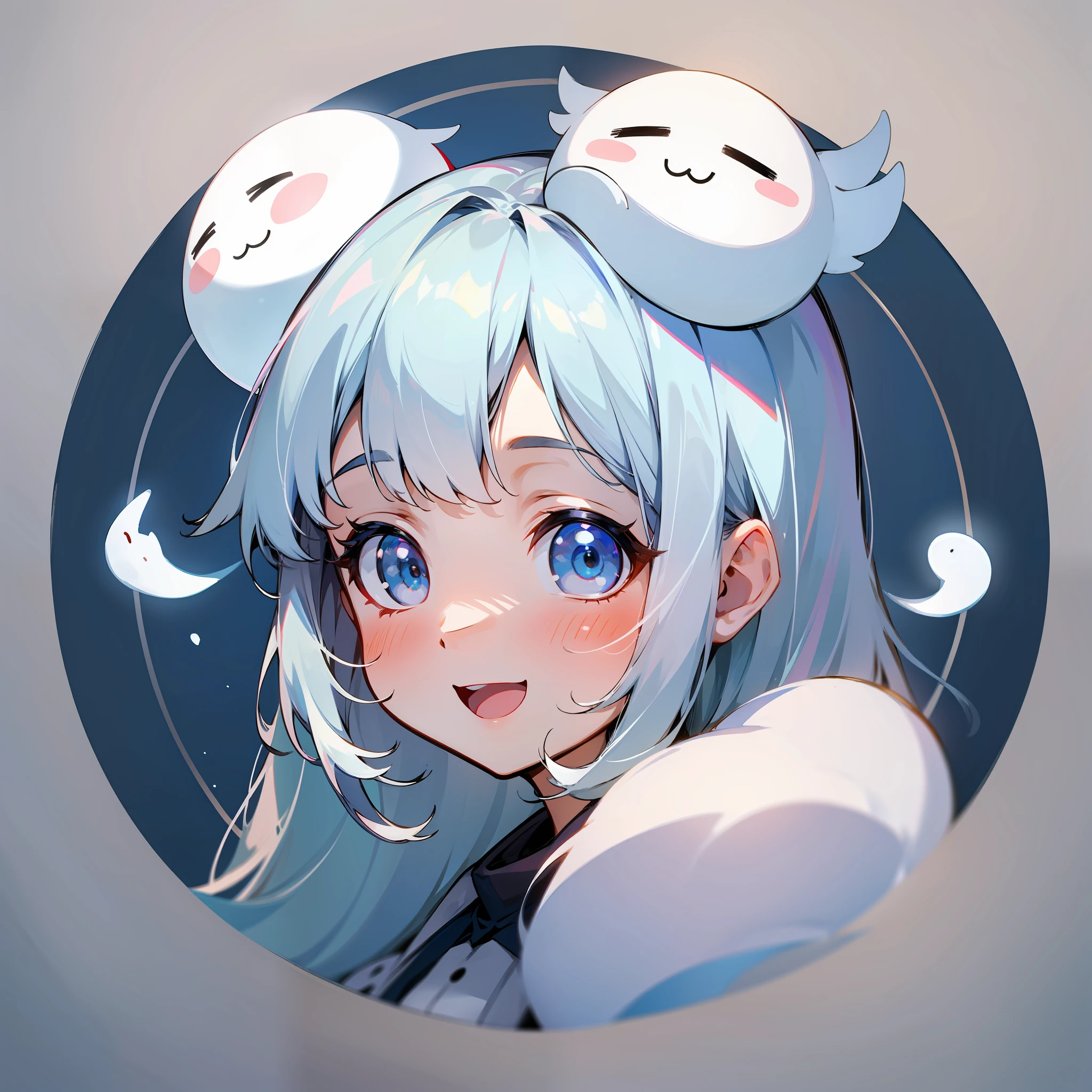 white, round, cute, ghost, twitter icon, happy, smile