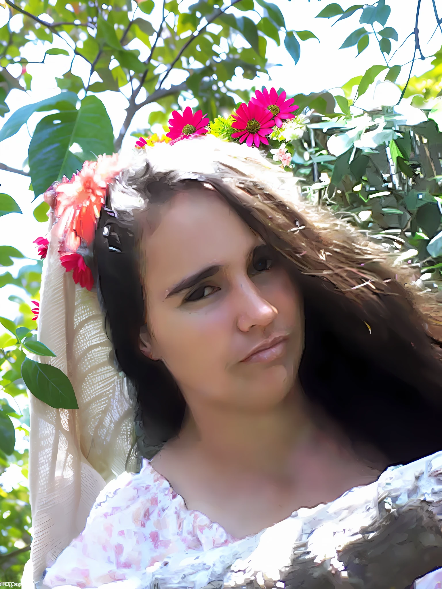 put in HD, sharp picture background foliage with red and pink flowers, real and colorful photo