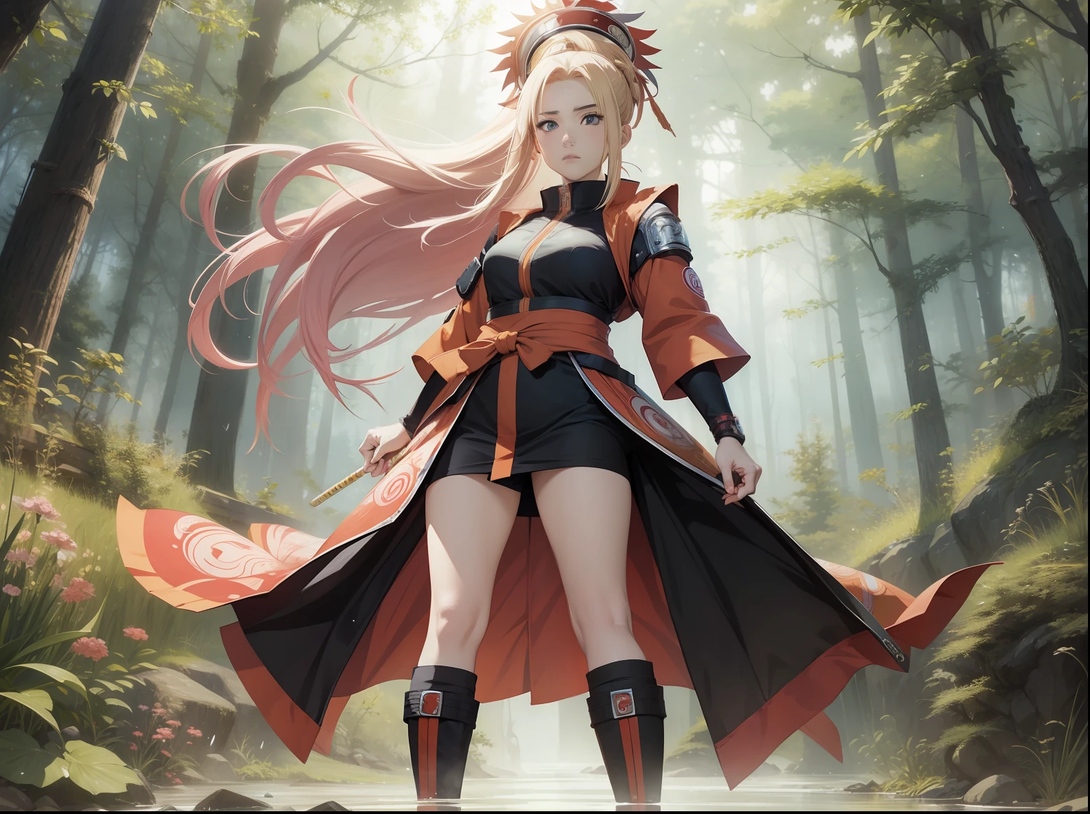 Masterpiece, Naruto, Haruno Sakura, Maiden, Full Body Standing Painting, Angry Expression, Ku Wu,