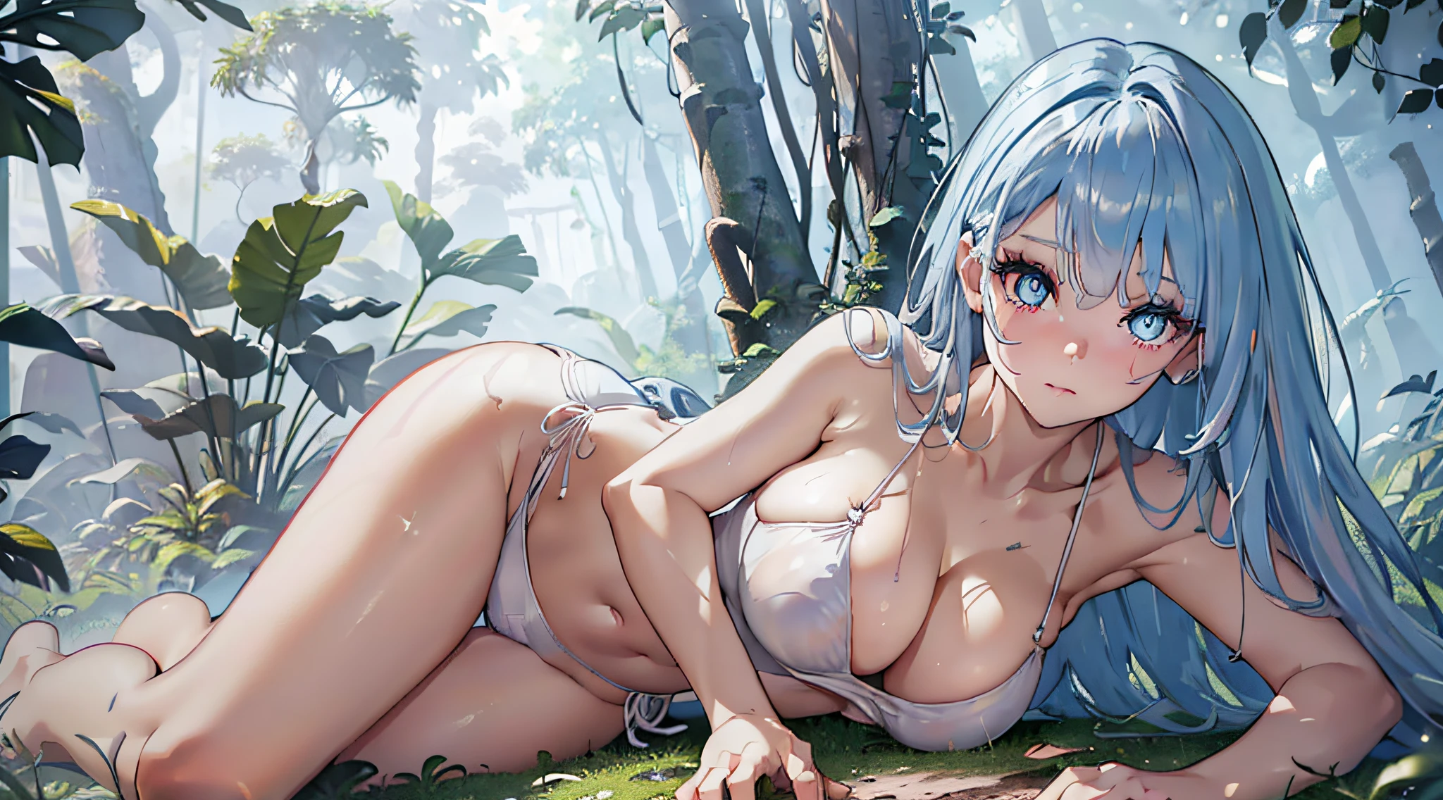 Rewritten background, dense jungle, lots of vegetation