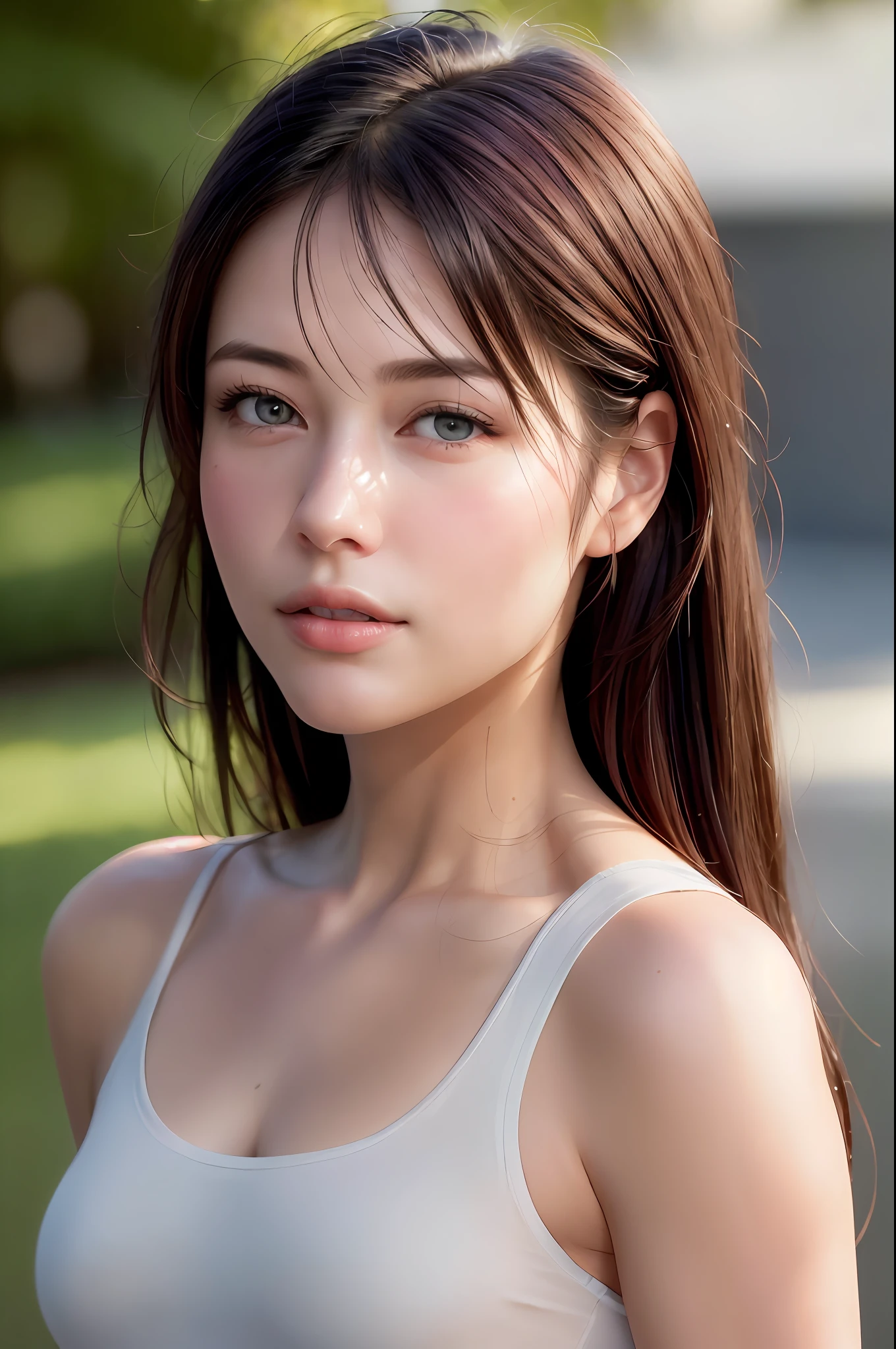 dressed, (photo realistic:1.4), (hyper realistic:1.4), (realistic:1.3),
(smoother lighting:1.05), (increase cinematic lighting quality:0.9), 32K,
1girl,20yo girl, realistic lighting, backlighting, light on face, ray trace, (brightening light:1.2), (Increase quality:1.4),
(best quality real texture skin:1.4), finely detailed eyes, finely detailed face, finely quality eyes,
(tired and sleepy and satisfied:0.0), face closeup, t-shirts,
(Increase body line mood:1.1), (Increase skin texture beauty:1.1)