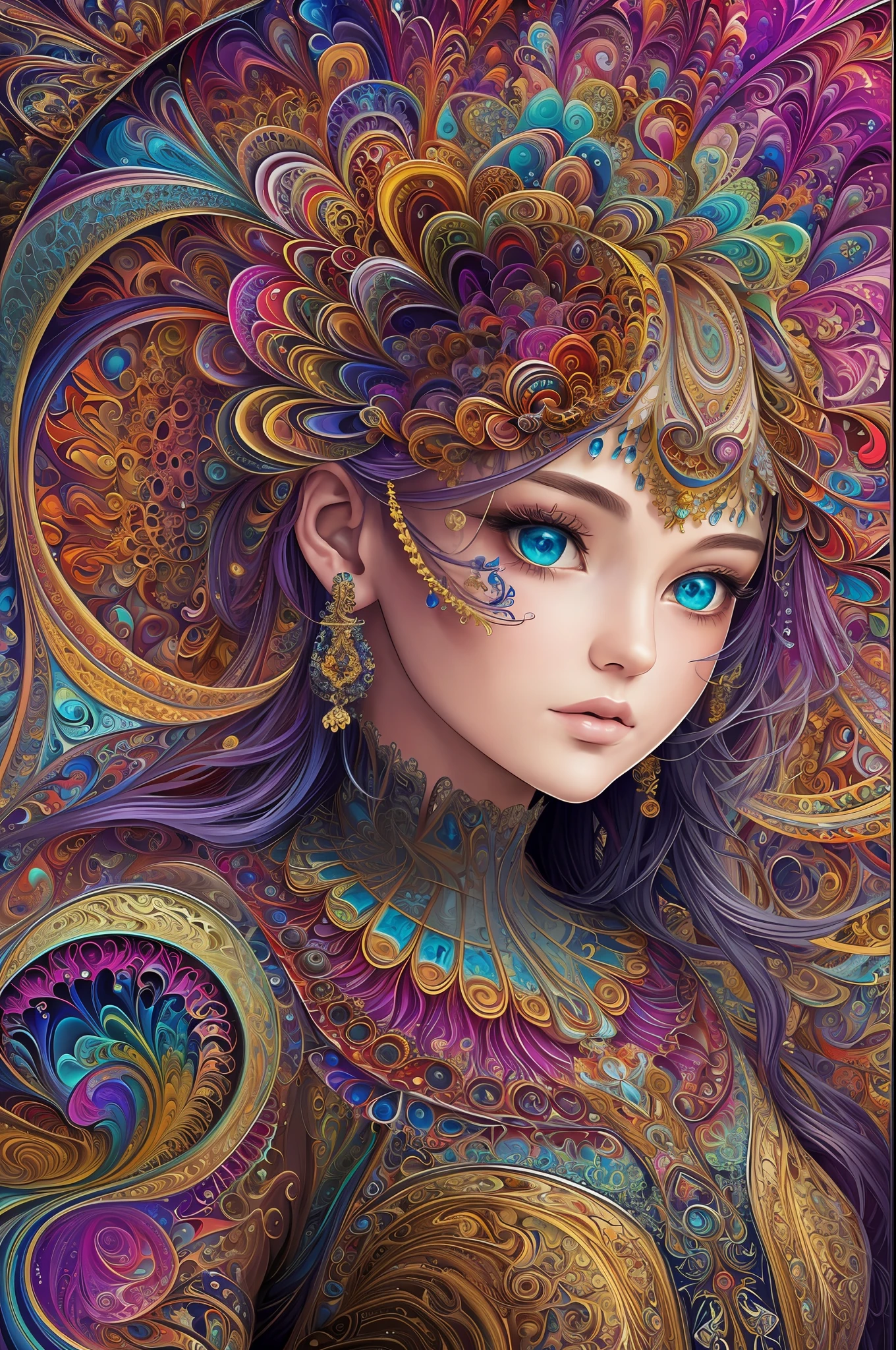 (masterpiece, top quality, best quality, official art, beautiful and aesthetic:1.2), (1girl), extreme detailed,(fractal art:1.3),colorful,highest detailed