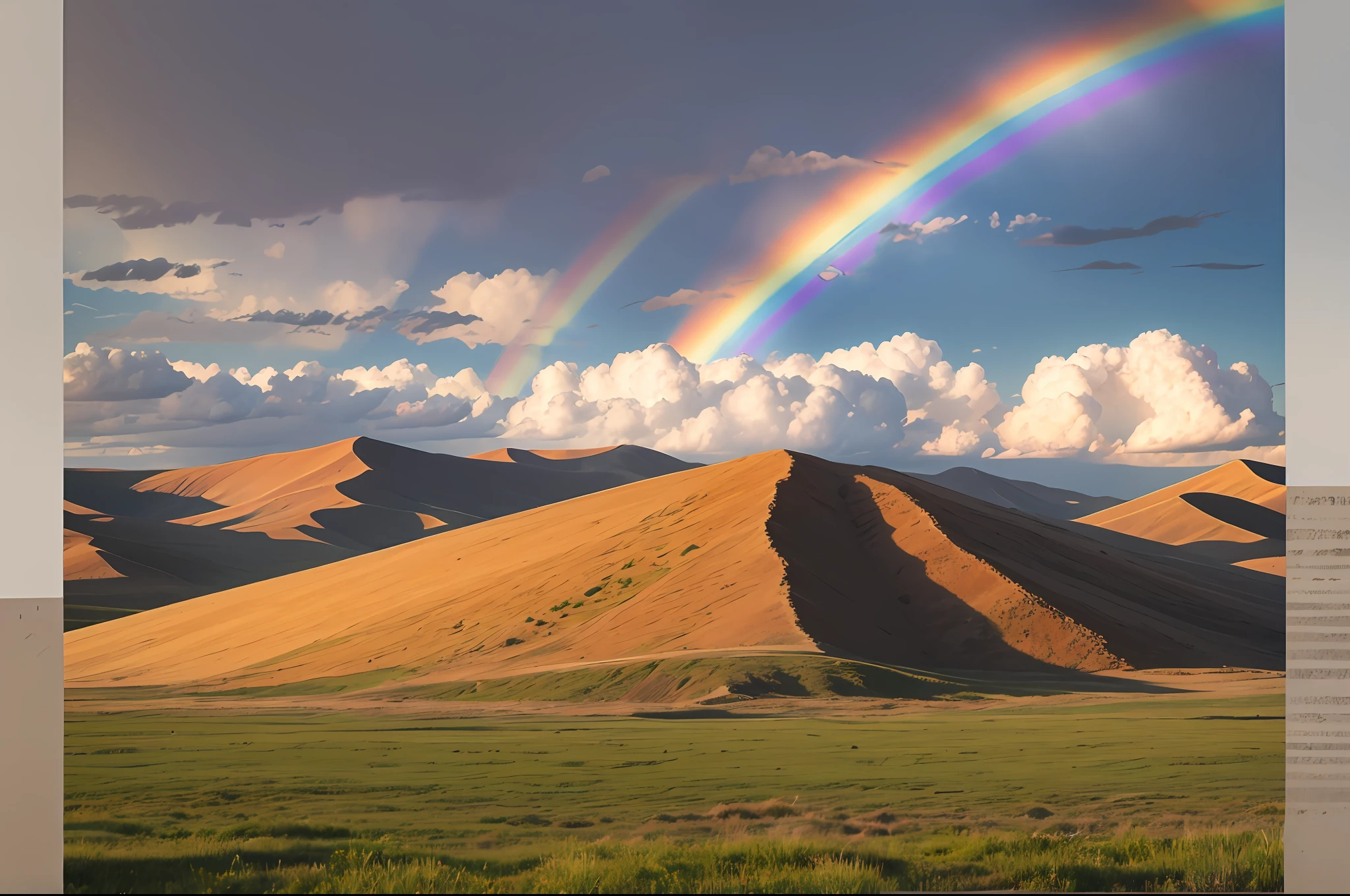 Beautiful rainbow on the steppe