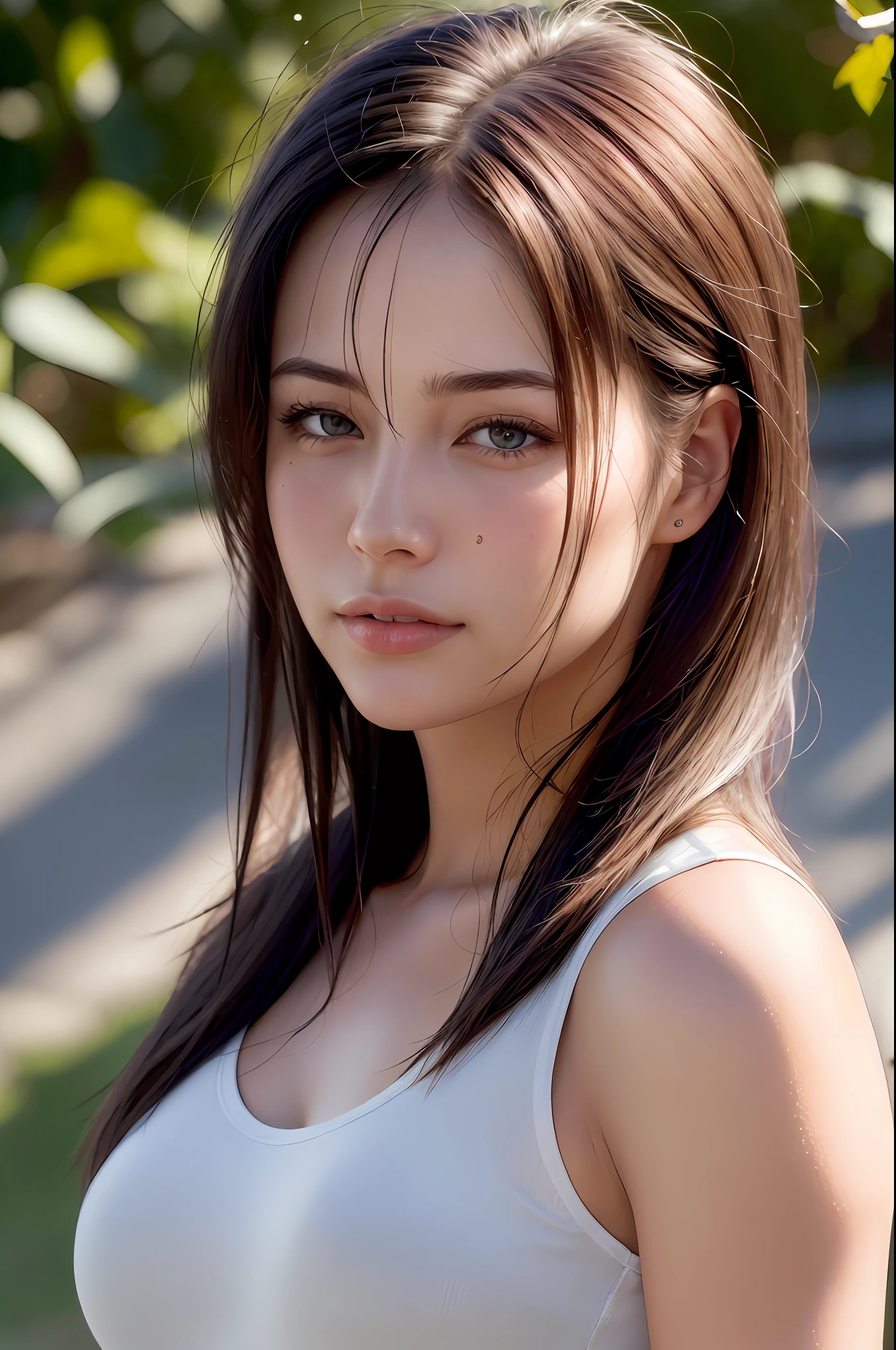 dressed, (photo realistic:1.4), (hyper realistic:1.4), (realistic:1.3),
(smoother lighting:1.05), (increase cinematic lighting quality:0.9), 32K,
1girl,20yo girl, realistic lighting, backlighting, light on face, ray trace, (brightening light:1.2), (Increase quality:1.4),
(best quality real texture skin:1.4), finely detailed eyes, finely detailed face, finely quality eyes,
(tired and sleepy and satisfied:0.0), face closeup, t-shirts,
(Increase body line mood:1.1), (Increase skin texture beauty:1.1)