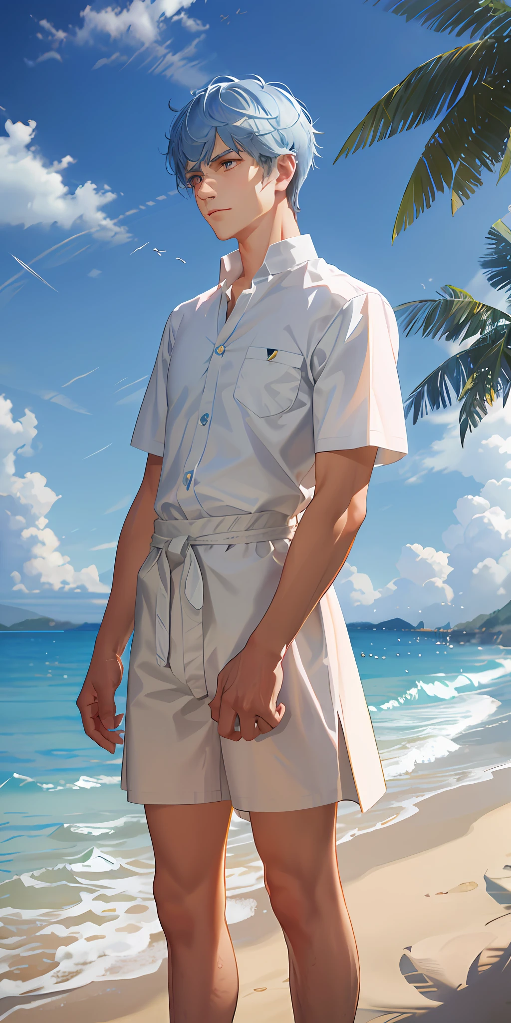 An Englishman wears short sleeves and has the letters JCT written on his clothes