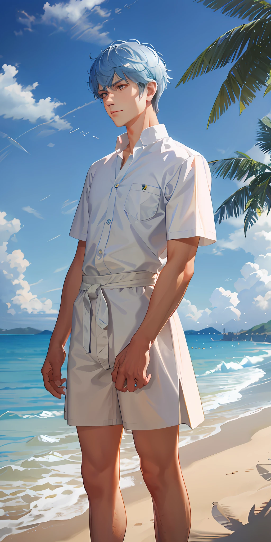 An Englishman wears short sleeves and has the letters JCT written on his clothes