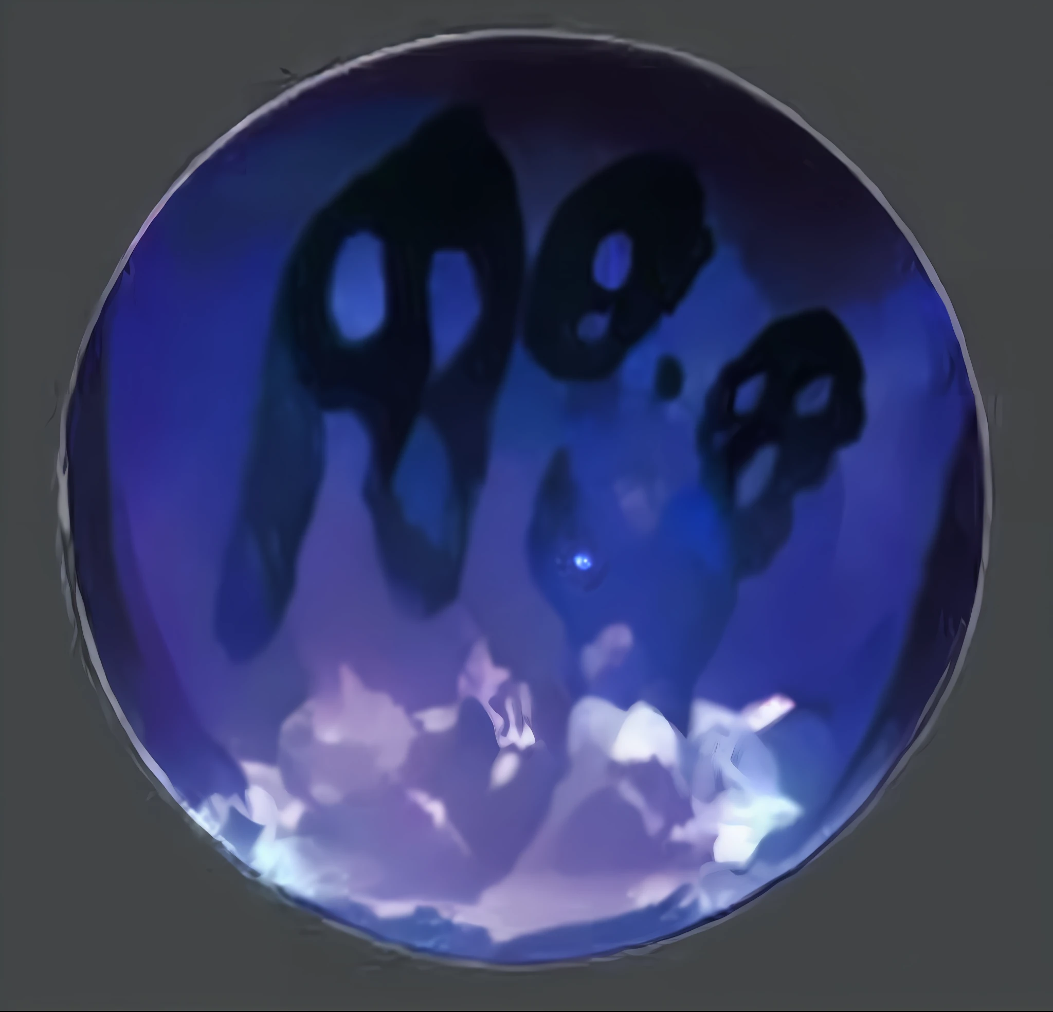 there are four black hands in a blue glass ball, obsidian slime, irridescent ghostly, mysterious black slime, slimy pus oozing specular, ghost sphere, 6 6 6, 666, ghastly, cymatics, by Otto Piene, alternate reality ceramic age, poison dripping, gelatinous, 😱 chaos · nightmare resin