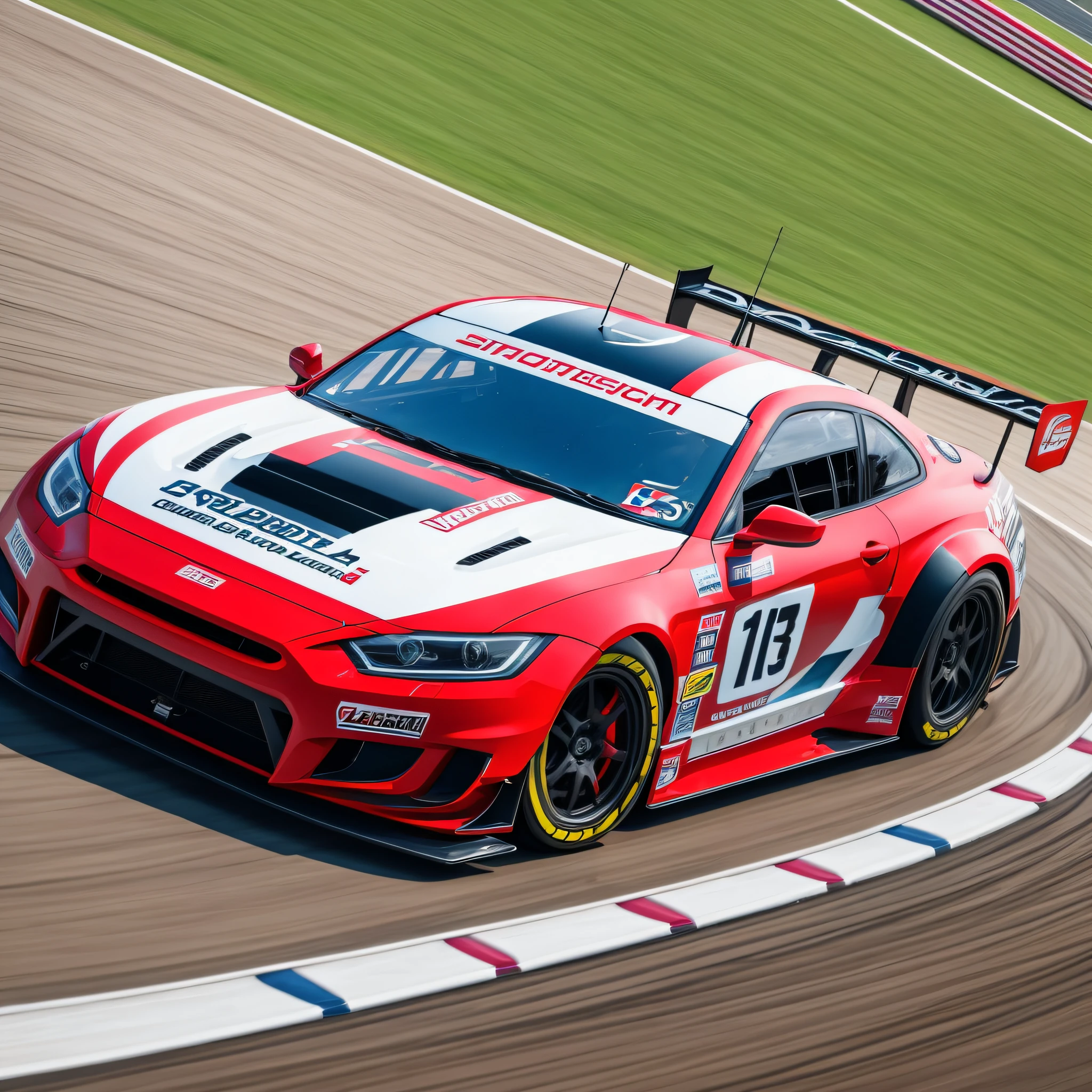 Racing Car drifting on speed track stadium with sport light