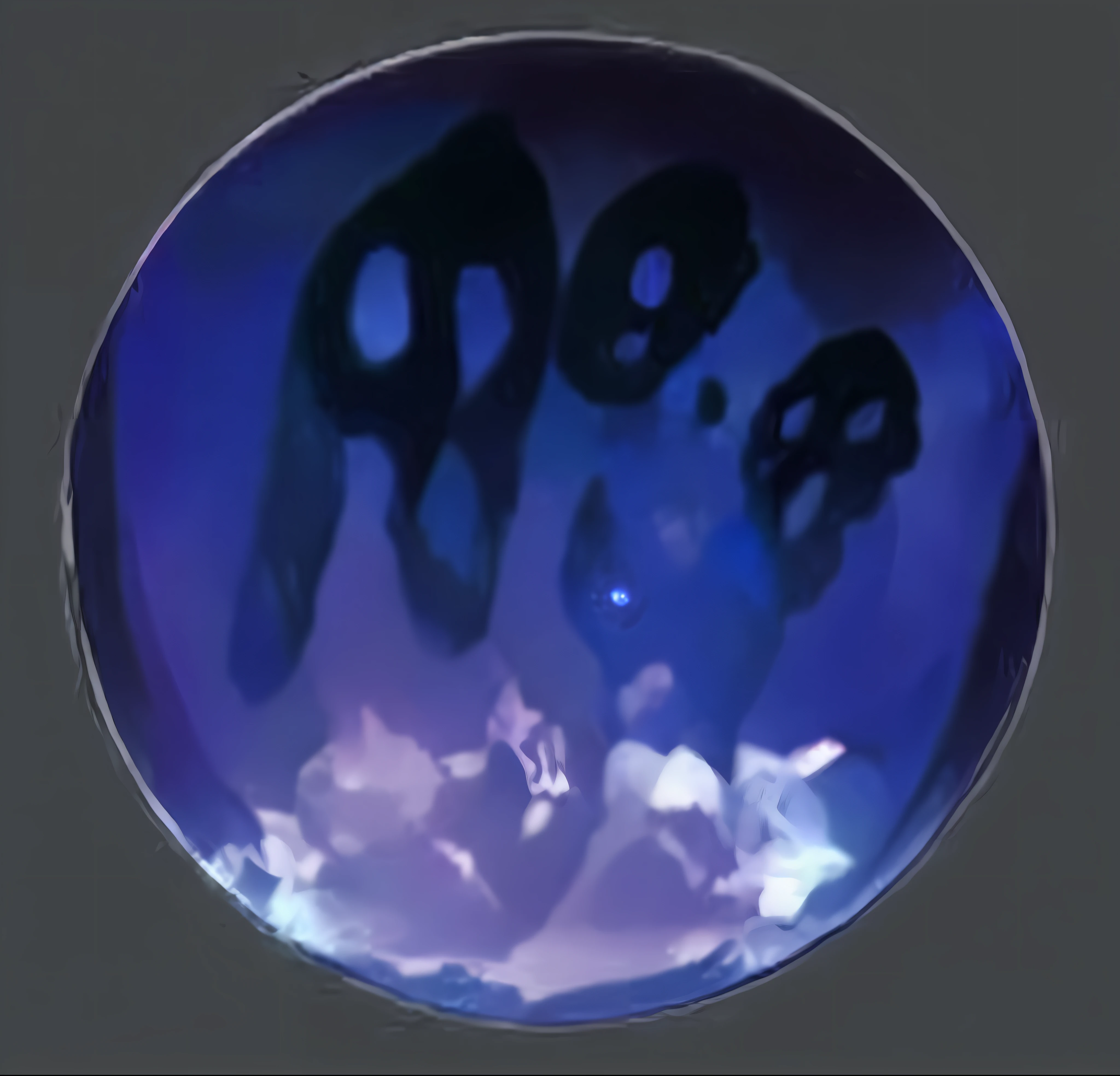 there are four black hands in a blue glass ball, obsidian slime, irridescent ghostly, mysterious black slime, slimy pus oozing specular, ghost sphere, 6 6 6, 666, ghastly, cymatics, by Otto Piene, alternate reality ceramic age, poison dripping, gelatinous, 😱 chaos · nightmare resin