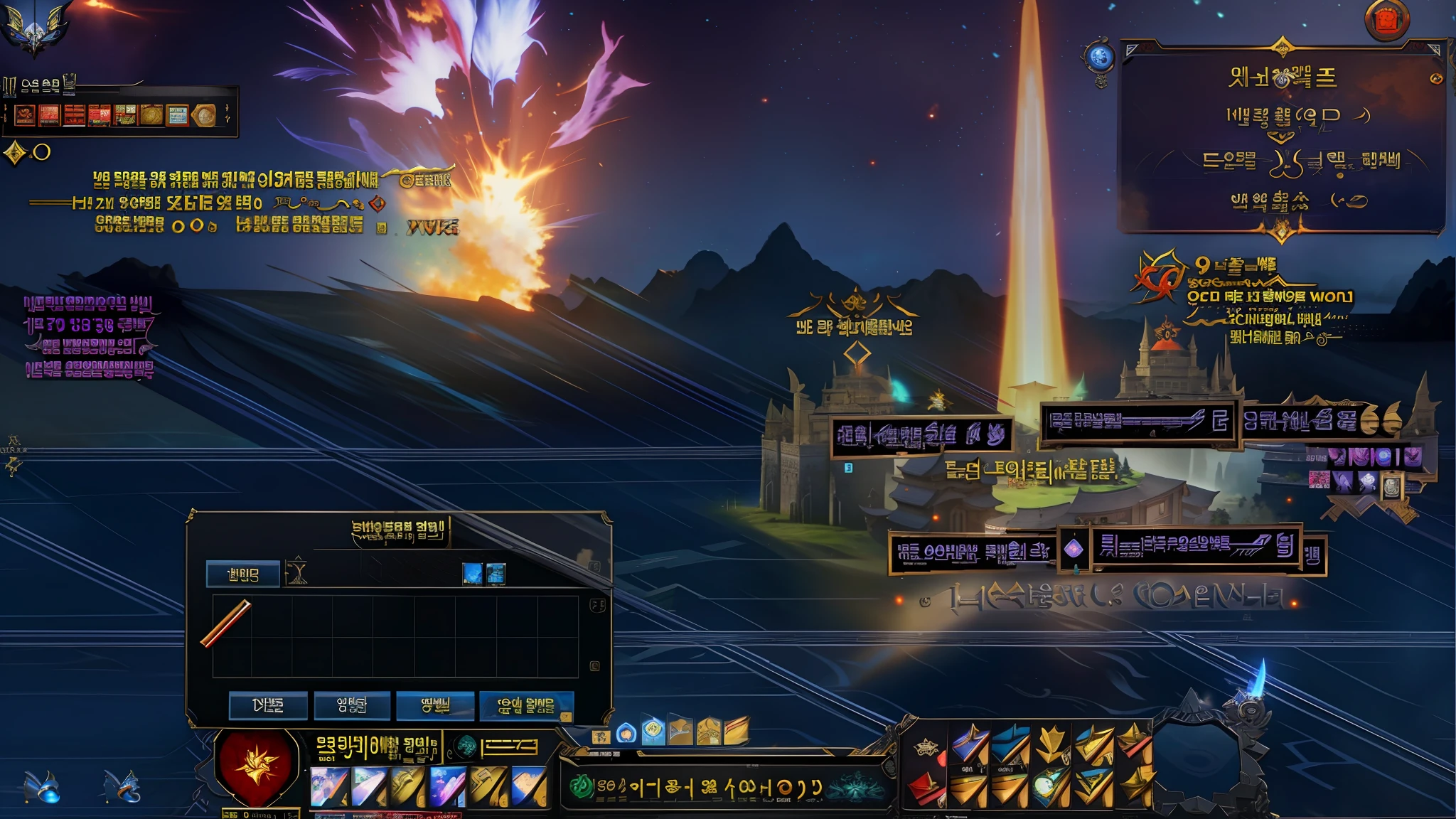 a close up of a screenshot of a game with a bunch of characters, <mmorpgs scene, mmorpg gameplay, mmorpg, mmo, game overlay, pc game with ui, screen capture, gameplay screenshot with ui, pc screenshot, korean mmorpg, ingame image, ots shot, game hud, tranding on pxiv, amazing mmorpg, hd screenshot