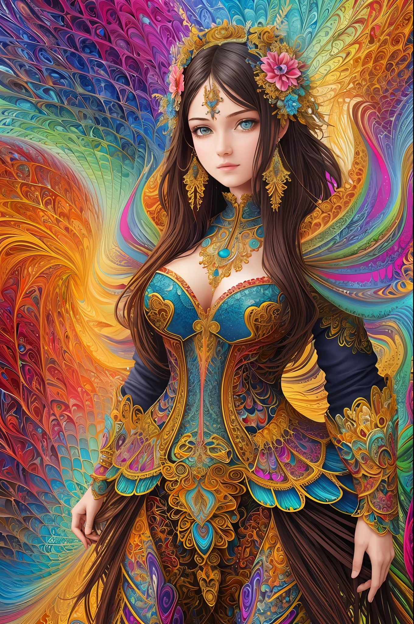 (masterpiece, top quality, best quality, official art, beautiful and aesthetic:1.2), (1girl), extreme detailed,(fractal art:1.3),colorful,highest detailed