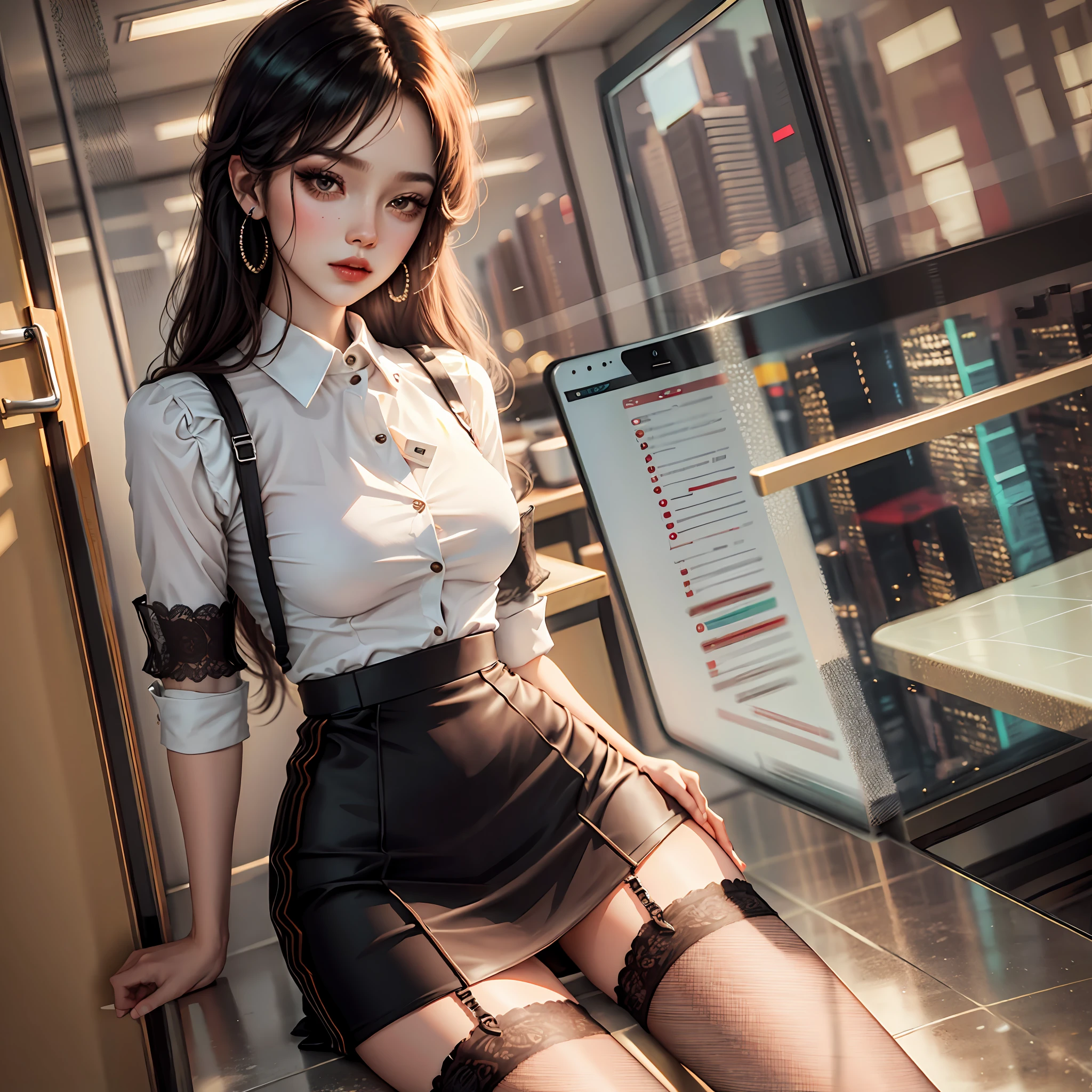 Full body, mini skirt, office lady, beauty, slit, garter, office --auto --s2
