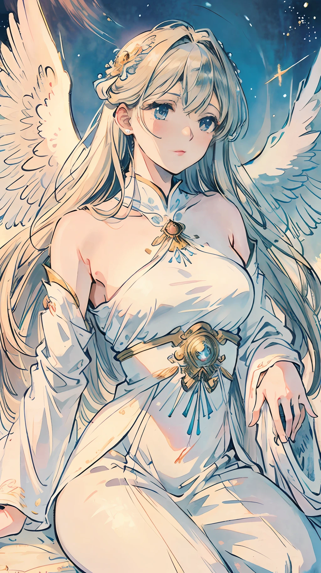 Photorealistic, (Hyperrealistic: 1.2), beautiful, masterpiece, top quality, highly detailed face, perfect lighting, lovely hands, perfect hands, sacred and shining angels of heavenly splendor, delicate and beautiful delicate eyes, (celestial beings: 1.2), (calm expression), (majestic wings), (ethereal radiance: 1.1), (peace and comfort), (transcendent beauty), (divine grace), ( Symbol of Purity), (Golden Halobe), (Uplifting Atmosphere), (Celestial Realm), (Spiritual Enlightenment), (Gentle and Protective), (Illuminated Light: 1.2), (Seraphic Figure), (Harmony and Tranquility), (Angelic Robes), (Timeless Celestial Bodies), (Enchanting Aura), (Healing and Guidance)