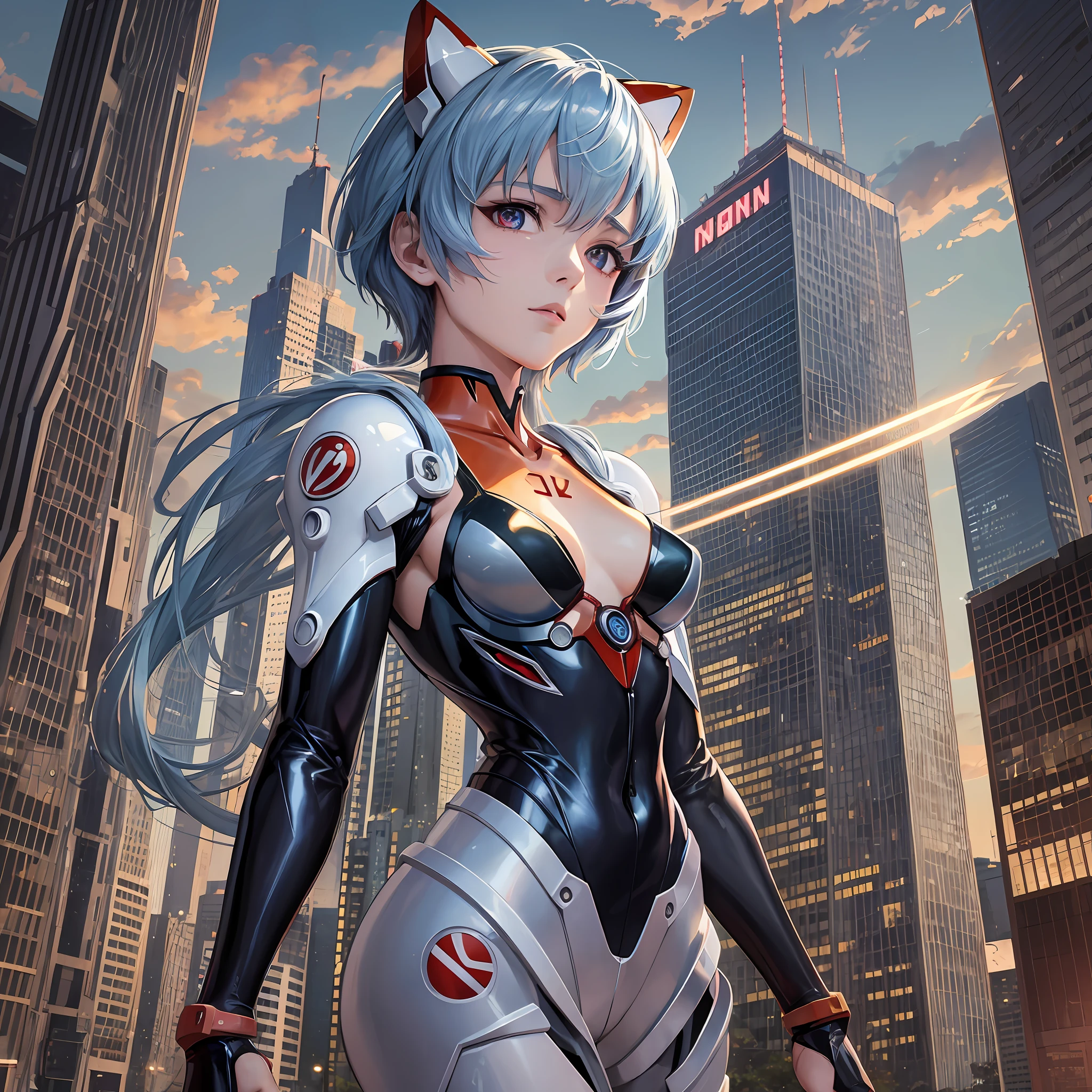 Masterpiece, Best Quality, Best Quality, Evangelion, Rei, Rei Ayanami's Face, Iron Woman Suit, Japanese Clothes, Kimono, Slender, Plug Suit, Japan Sword, Tachi, Obi Sword, Five Fingers --auto --s2