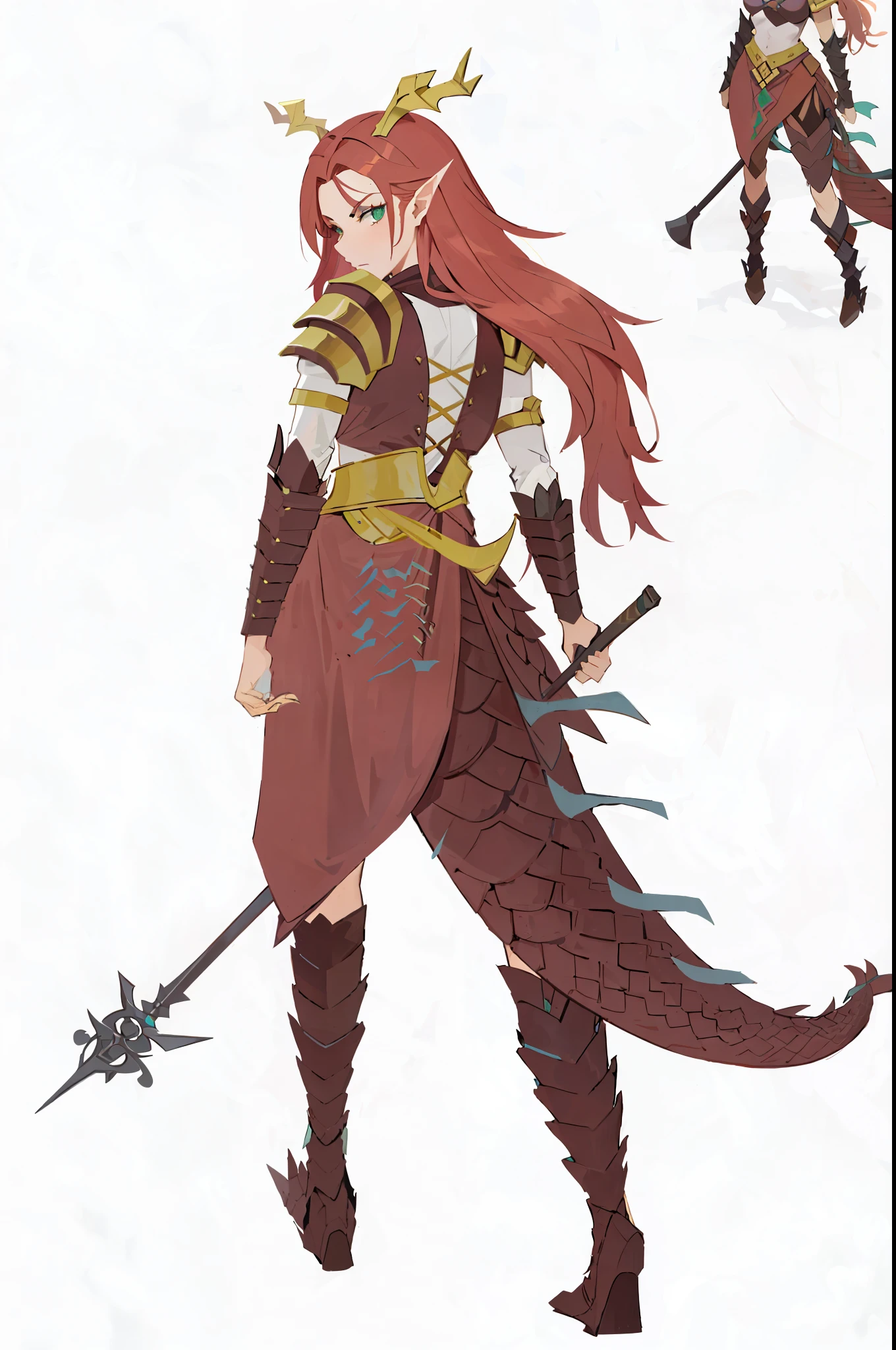 there are three different poses of a woman with a sword, human and dragon fusion, character adoptable, as a badass monster hunter, d & d style full body portrait, fantasy d&d character, complex fantasy character, full body adoptable, full body concept, colored lineart, full body dragon concept, dragon inspired armor, dragon girl, d & d fantasy character