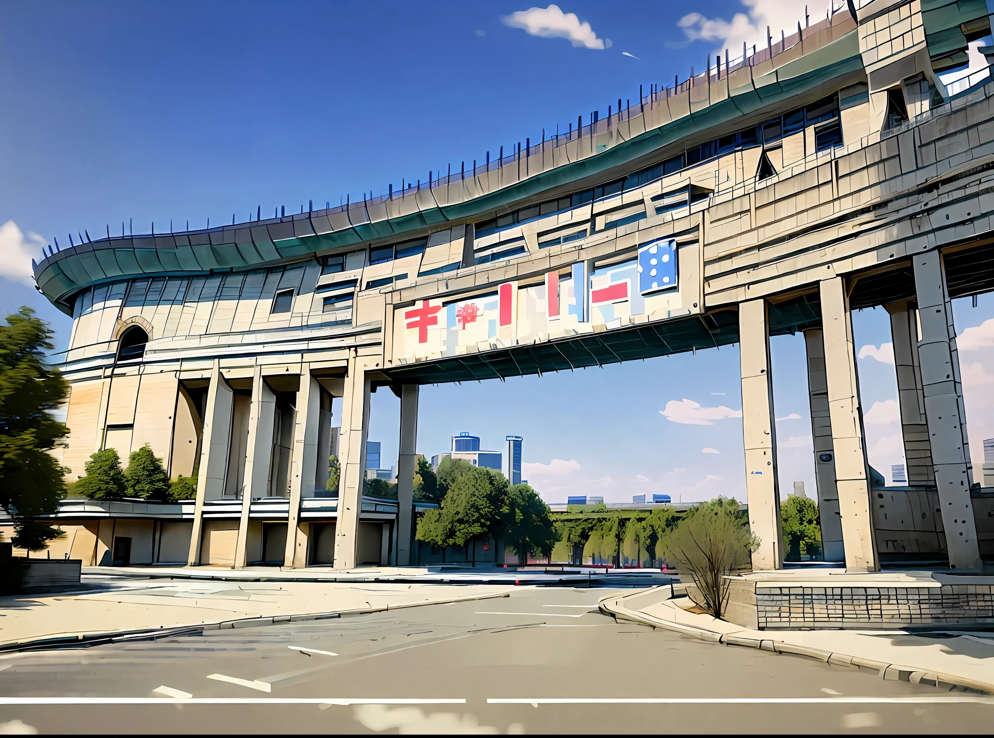 There is a gate in the shape of a large arch, the large arch is written Hebei University of Technology 2077, shot with Sony Alpha 9, Stadium, Ruan House, Research Complex, Mingchen God, Ground View, Ground View, Jinshan