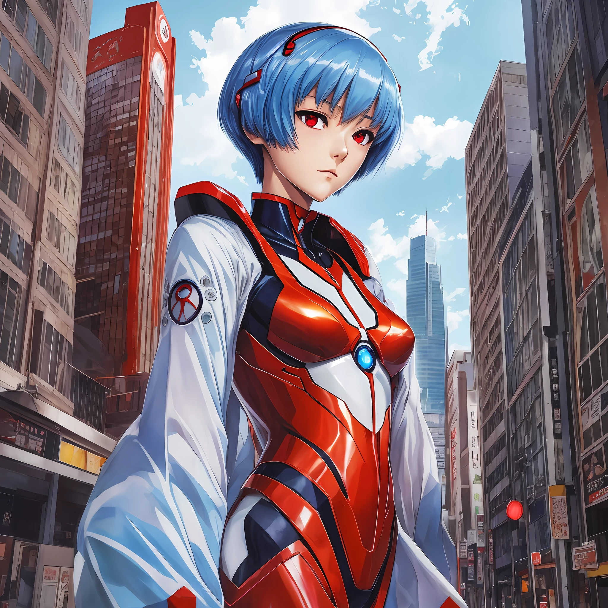Masterpiece, Best Quality, Best Quality, Evangelion, Rei, Rei Ayanami's Face, Japanese Clothes, Kimono, Slender , Plug Suit, Short Hair, Iron Woman Suit, Red Eyes, Detailed Eyes, Light Blue Hair, Solo, One Girl, Five Fingers --auto --s2