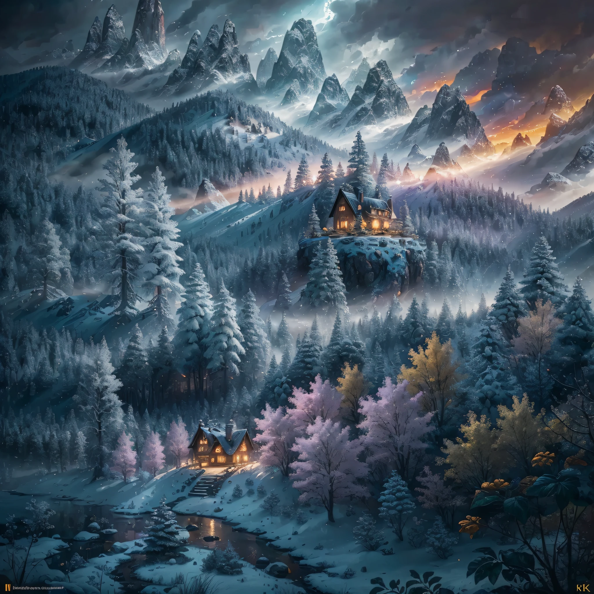 ((Realistic lighting, top quality, 8k, masterpiece: 1.3)), Fantasy Forest, Morning, Witch's House, 100s Western Country House, Hansel and Gretel, Classic Comics, Classic Fairy Tales, Beautiful Forest, Sunny Sky, Calm, Time Magazine, Magazine, Academic, Literary, Esthetic, Aesthetics, Photography, Journal, National Geographic, Realistic Saturation, ((Abstract)), High Octane 8K Rendering, Very Detailed, Realistic, Super Realistic, High Quality, Best, Super Detail, Crazy Details, Very Detailed, Realistic, Epic composition, best quality, 32k --auto --v 6 --s2