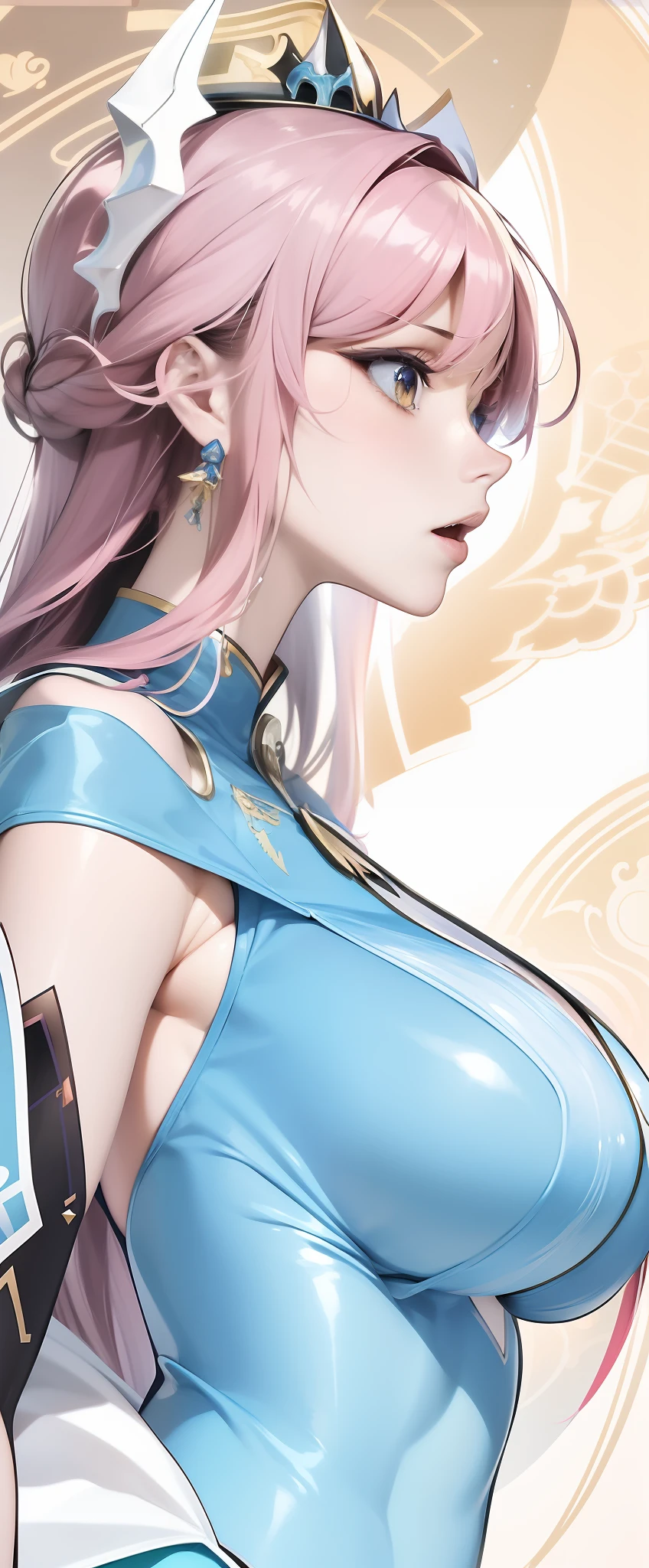 anime girl with pink hair and blue dress posing for a picture, artgerm. high detail, artgerm detailed, portrait knights of zodiac girl, artgerm. anime illustration, extremely detailed artgerm, detailed digital anime art, character art closeup, artgerm on artstation pixiv, rossdraws 1. 0, ruan jia and artgerm