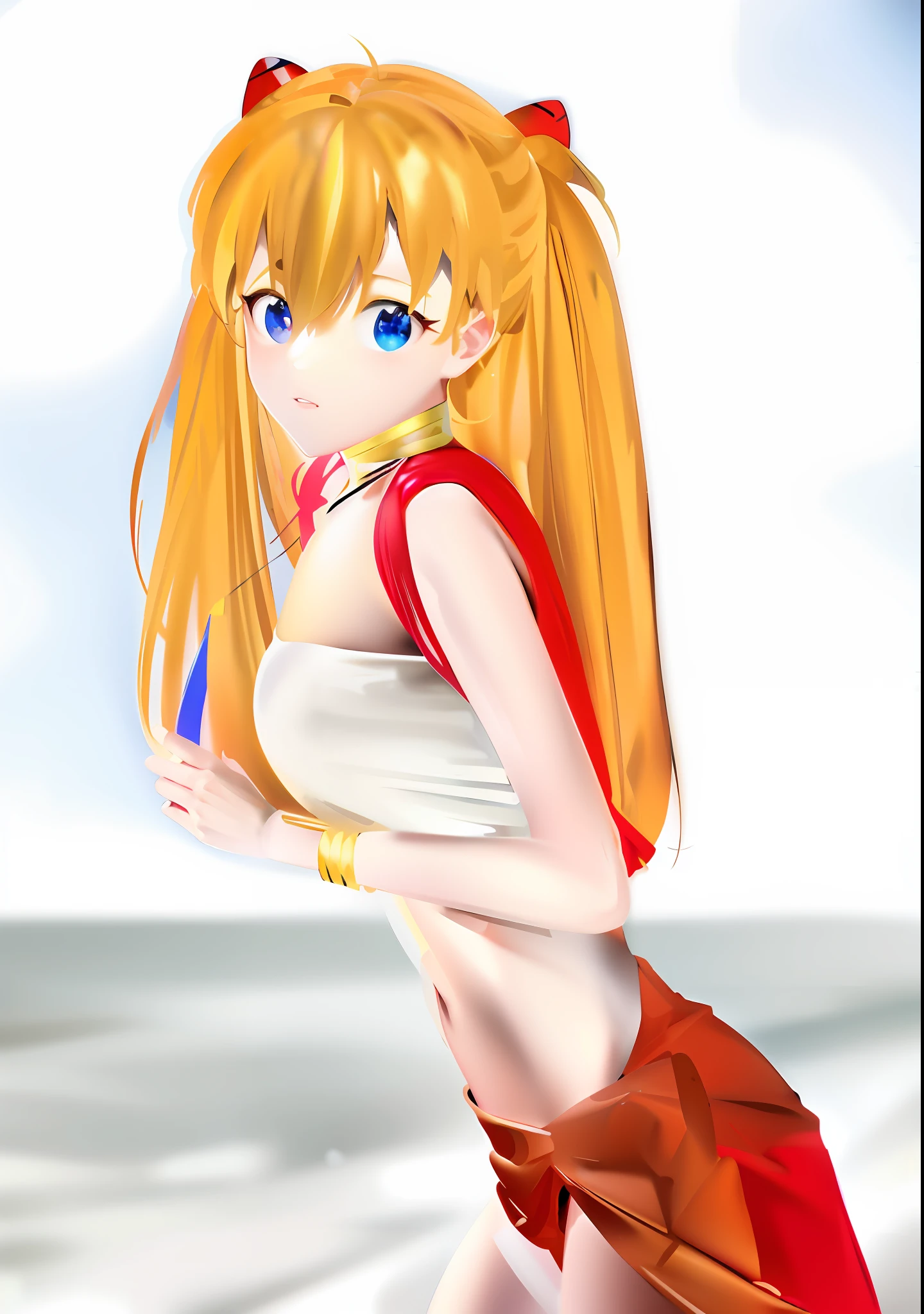anime girl with blonde hair and blue eyes in a red bikini, digital anime art!!, anime girl, anime artstyle, realistic anime artstyle, asuka langley sohryu, in anime style, made with anime painter studio, an anime girl, ikki tousen, rei hiroe, painted in anime painter studio, anime style character, anime woman