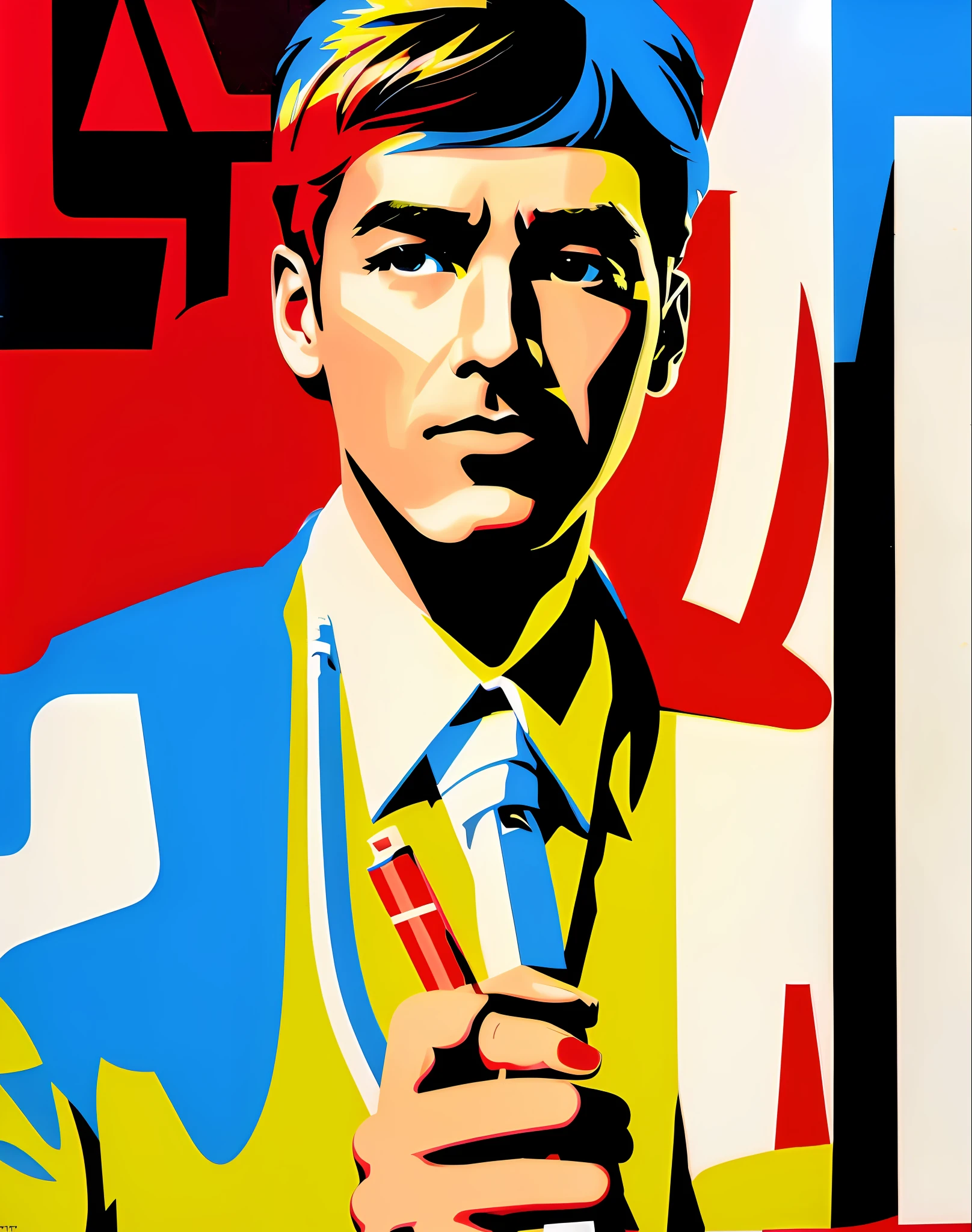 Man with a cigarette, American City, 60s, Pop Art