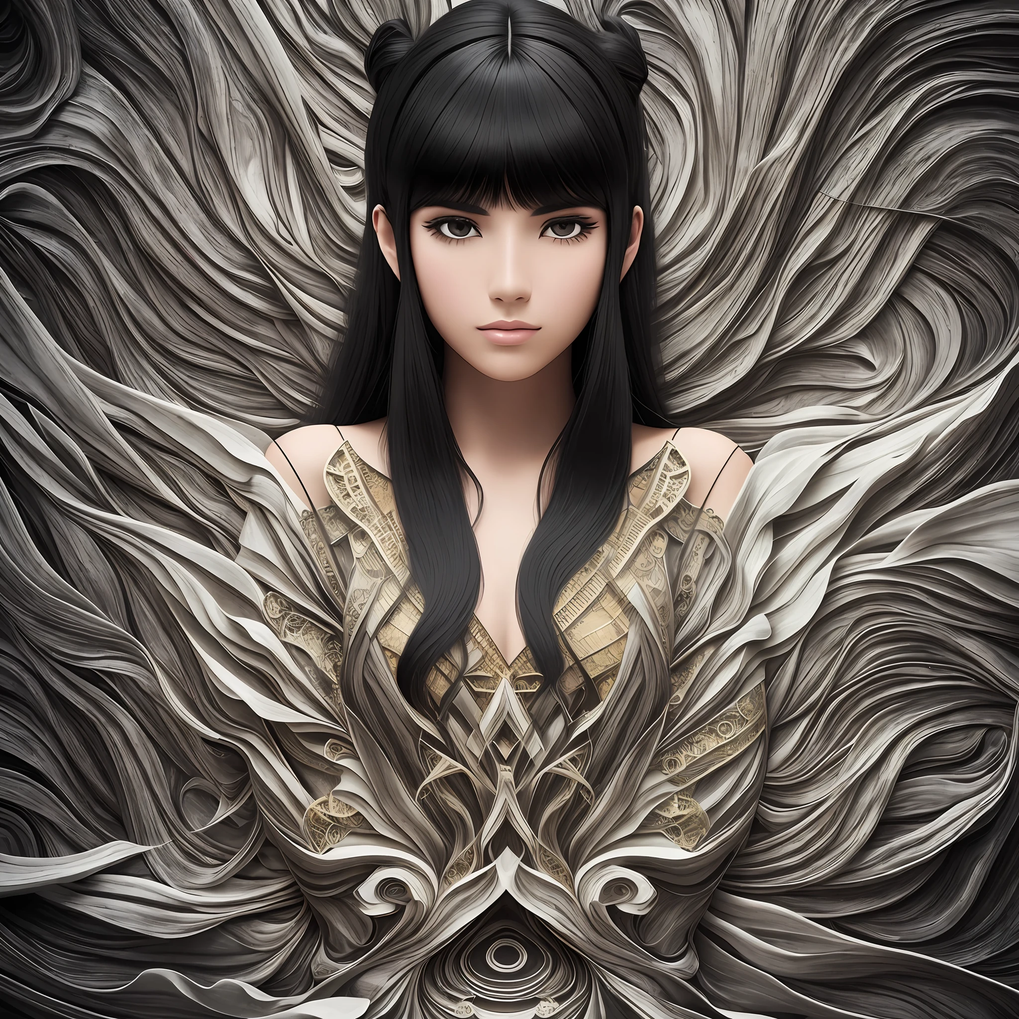 black hair, Surrealism, 8k, super detail --auto --s2