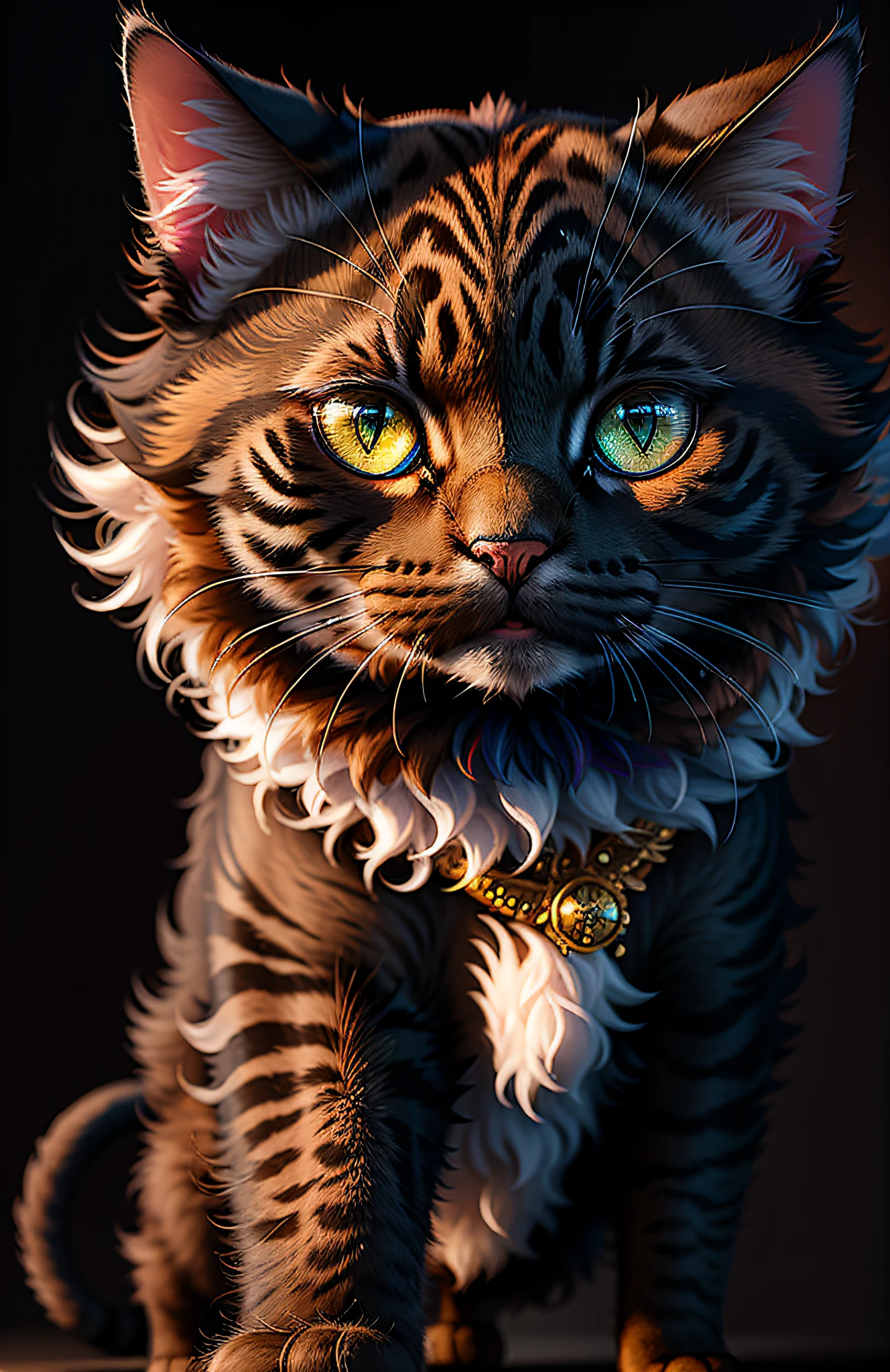 ((cat in clothes)), ((1 black cat)), full shot, fluffy hair, anthropomorphic expressions, rich colors, exquisite details, masterpiece, realistic, artsation, cg, realistic, Unreal Engine, real light and shadow, beautiful rich colors, amazing details, high quality, a pair of ears
