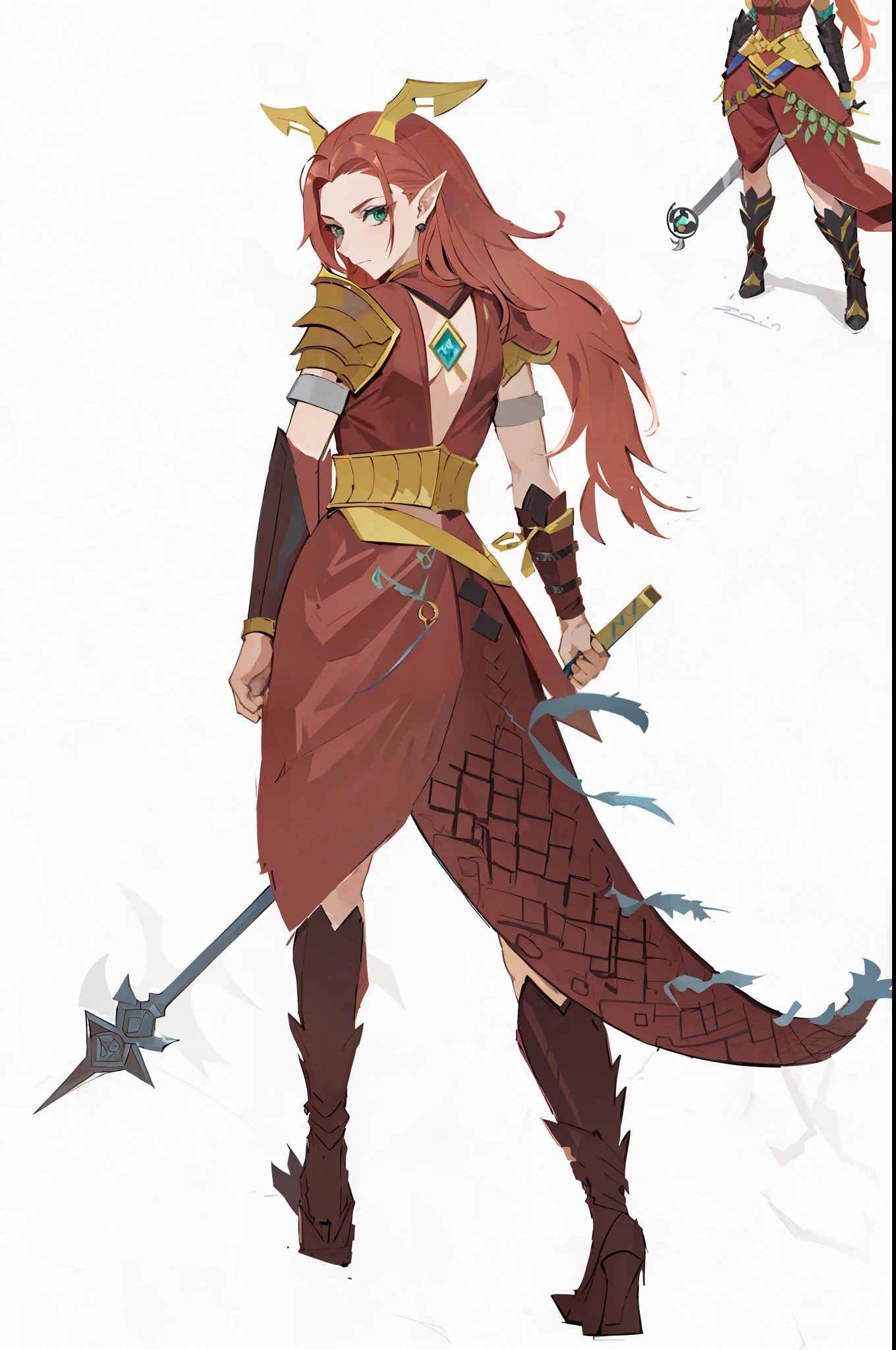 there are three different poses of a woman with a sword, human and dragon fusion, character adoptable, as a badass monster hunter, d & d style full body portrait, fantasy d&d character, complex fantasy character, full body adoptable, full body concept, colored lineart, full body dragon concept, dragon inspired armor, dragon girl, d & d fantasy character