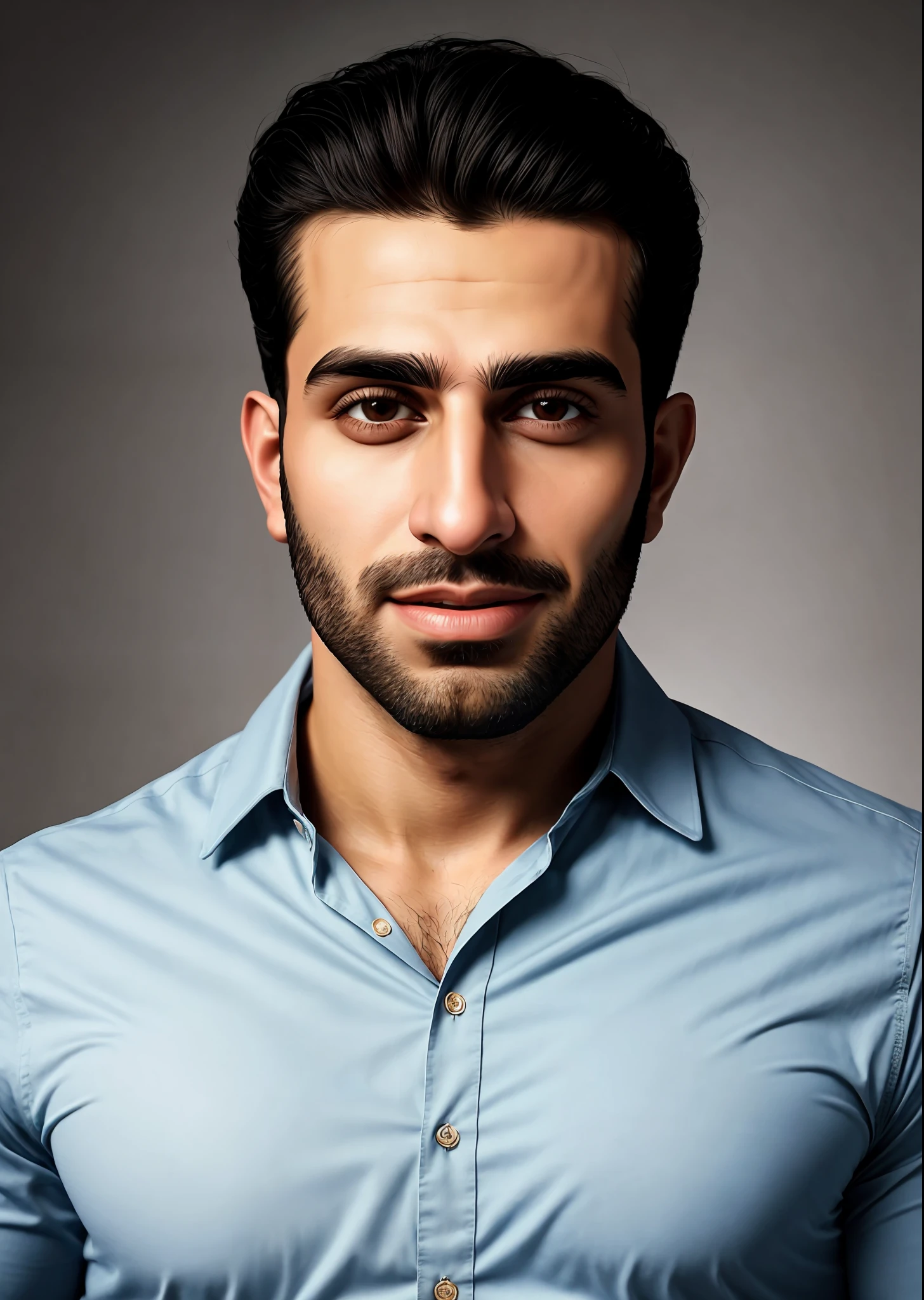 (masterpiece), best quality, ultra-detailed CG portrait of a 29-year-old Arab man with double cleft chin and charming dimples taken with an iPhone camera, full body shot, handsome, muscular, (film grain:0.9), high quality.