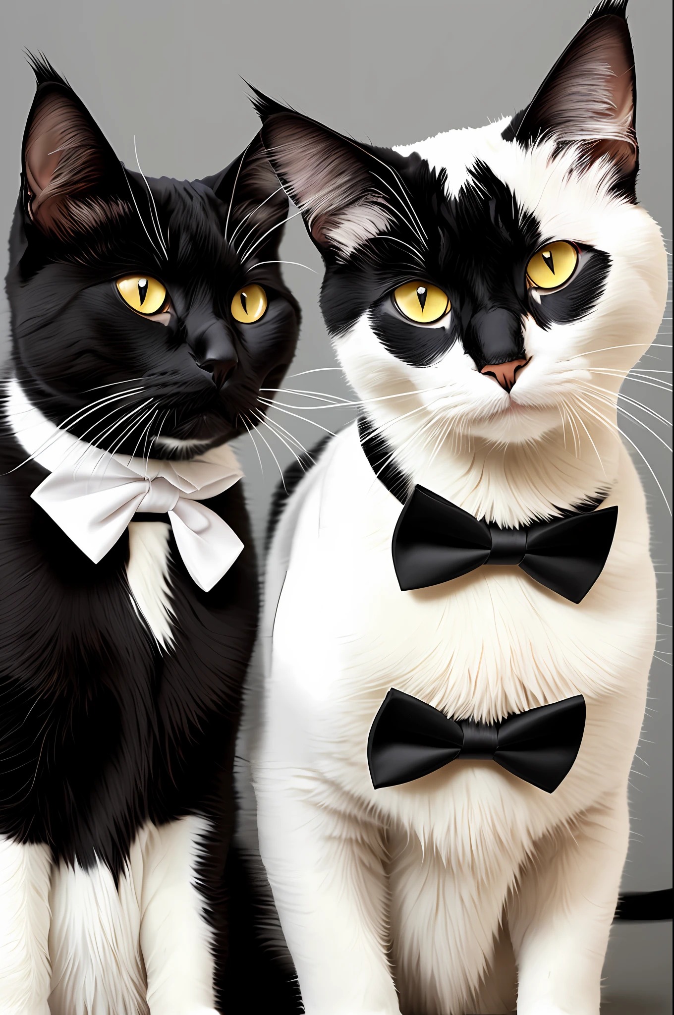 cat, bow tie, black cat, white cat